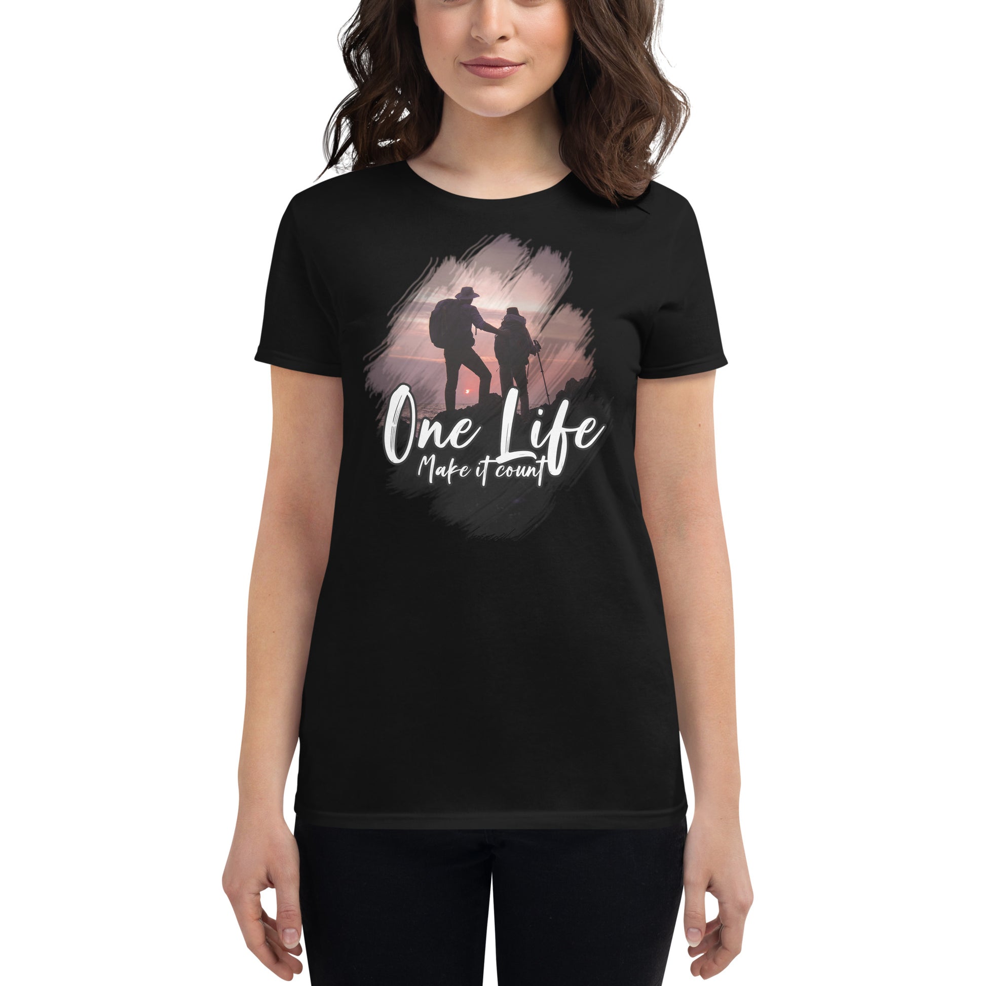 One Life, Make It Count Women’s Motivational Black T-Shirt II