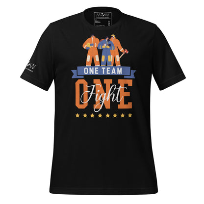 One Team One Fight Firefighter Unity Black Motivational Men's T-Shirt