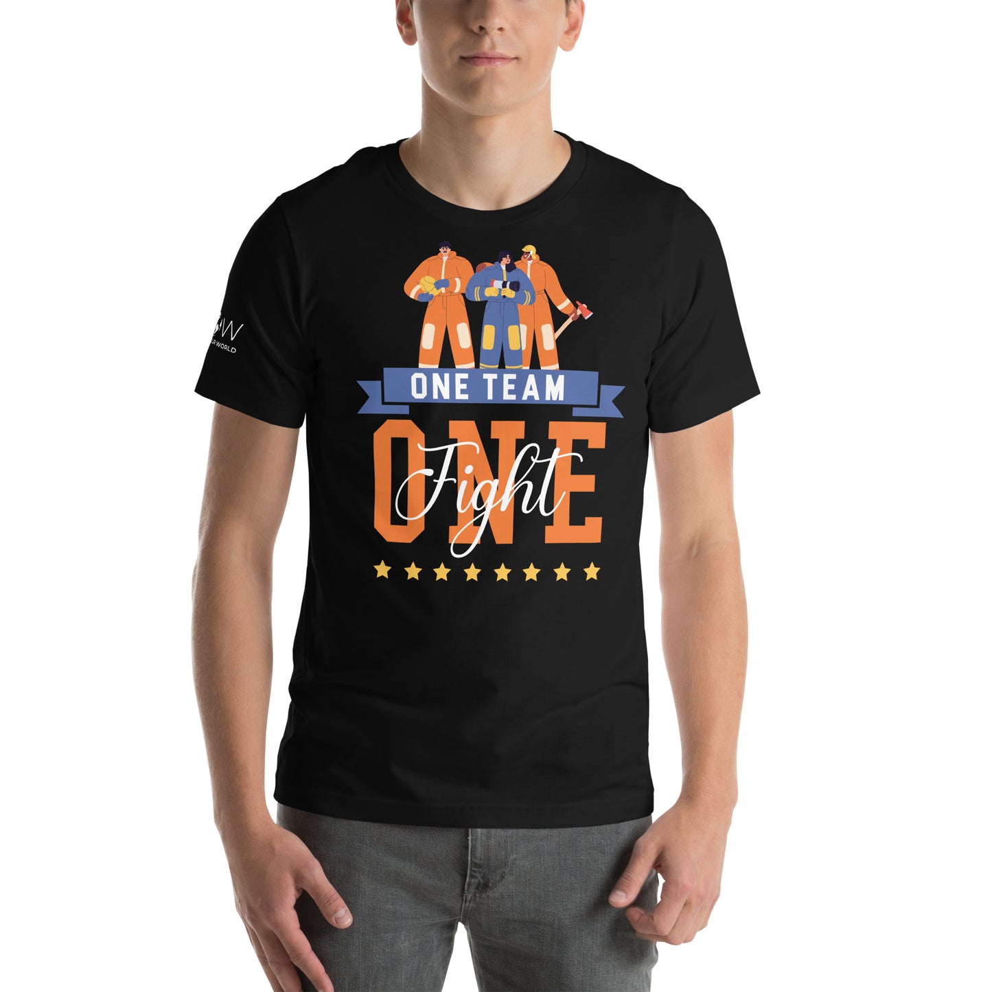 One Team One Fight Firefighter Unity Black Motivational Men's T-Shirt