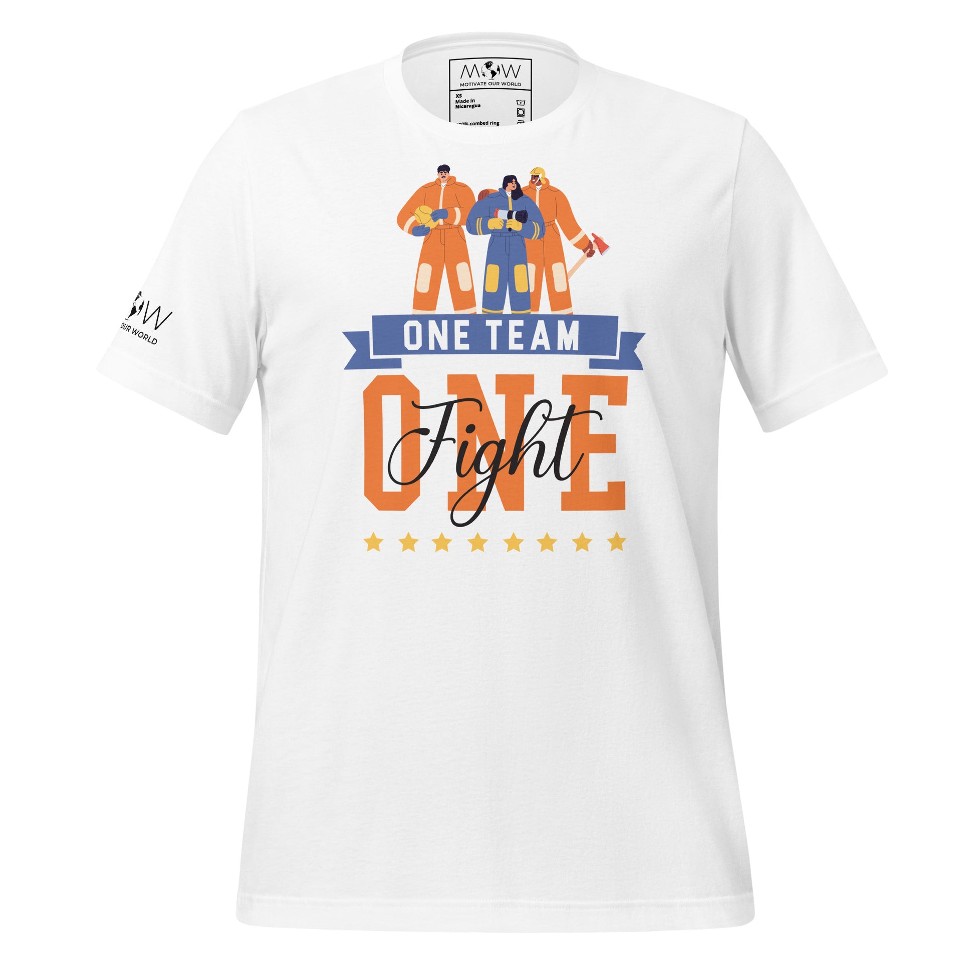 One Team One Fight Firefighter Unity White Motivational Men's T-Shirt