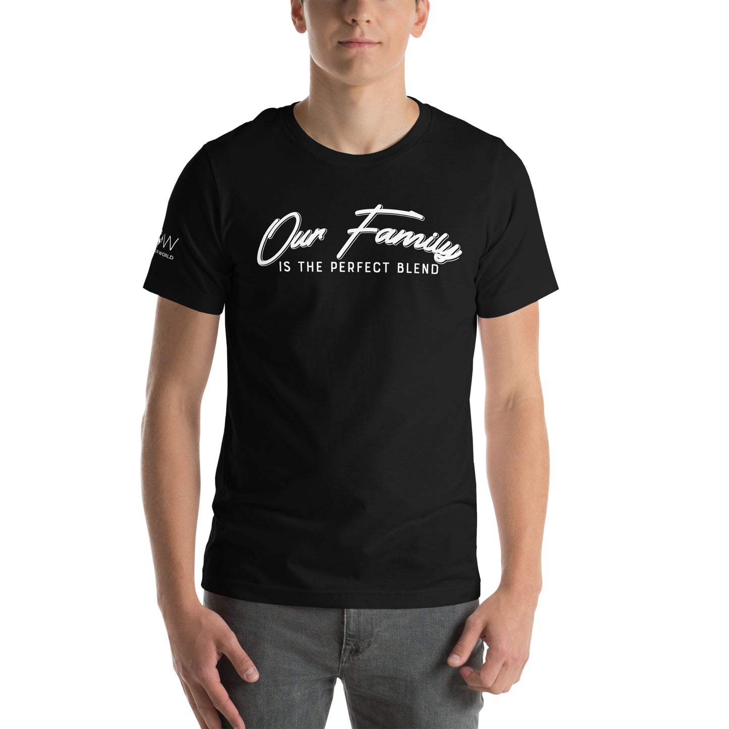 Our Family Is the Perfect Blend Black Motivational Men's T-Shirt Lifestyle