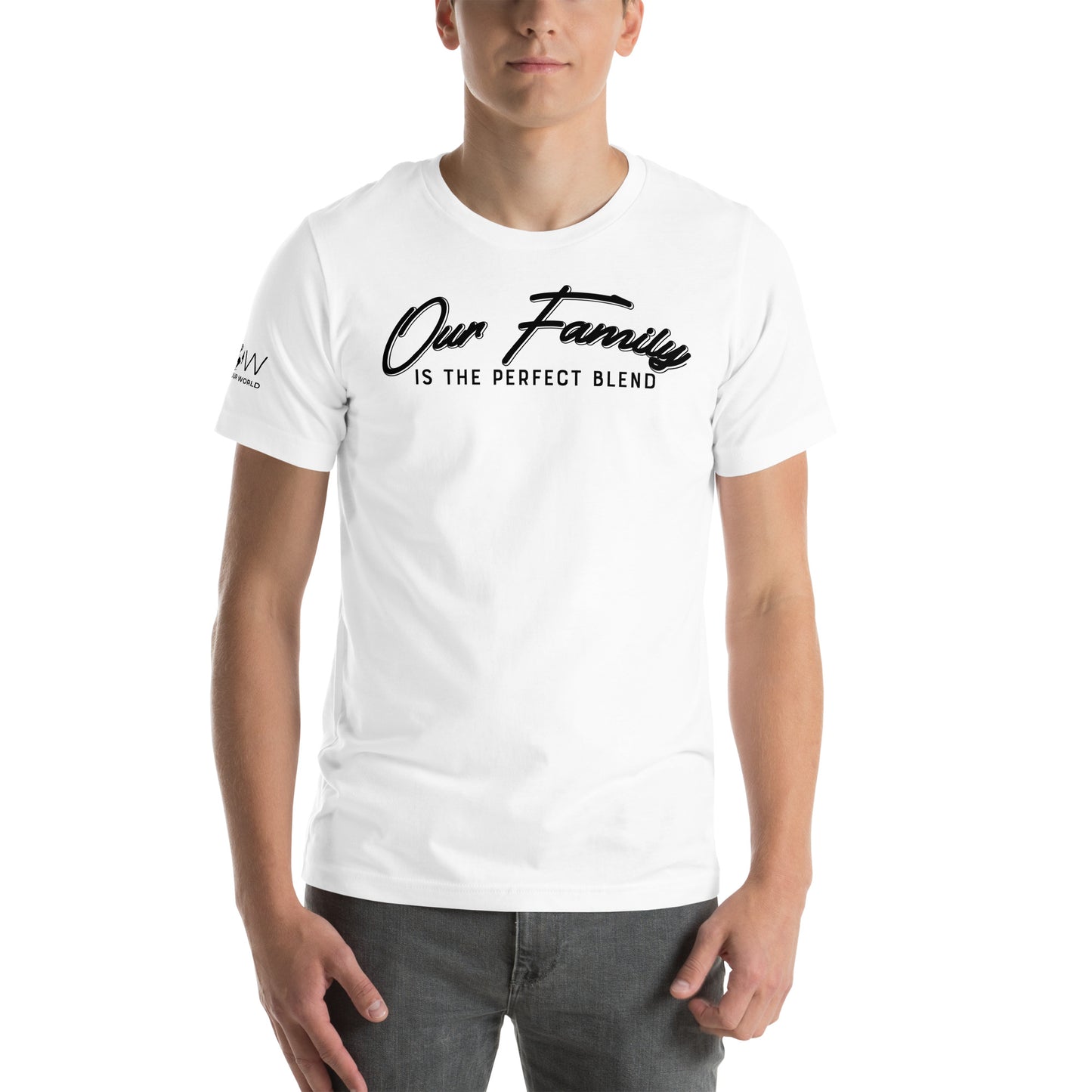 Our Family Is the Perfect Blend White Motivational Men's T-Shirt Lifestyle
