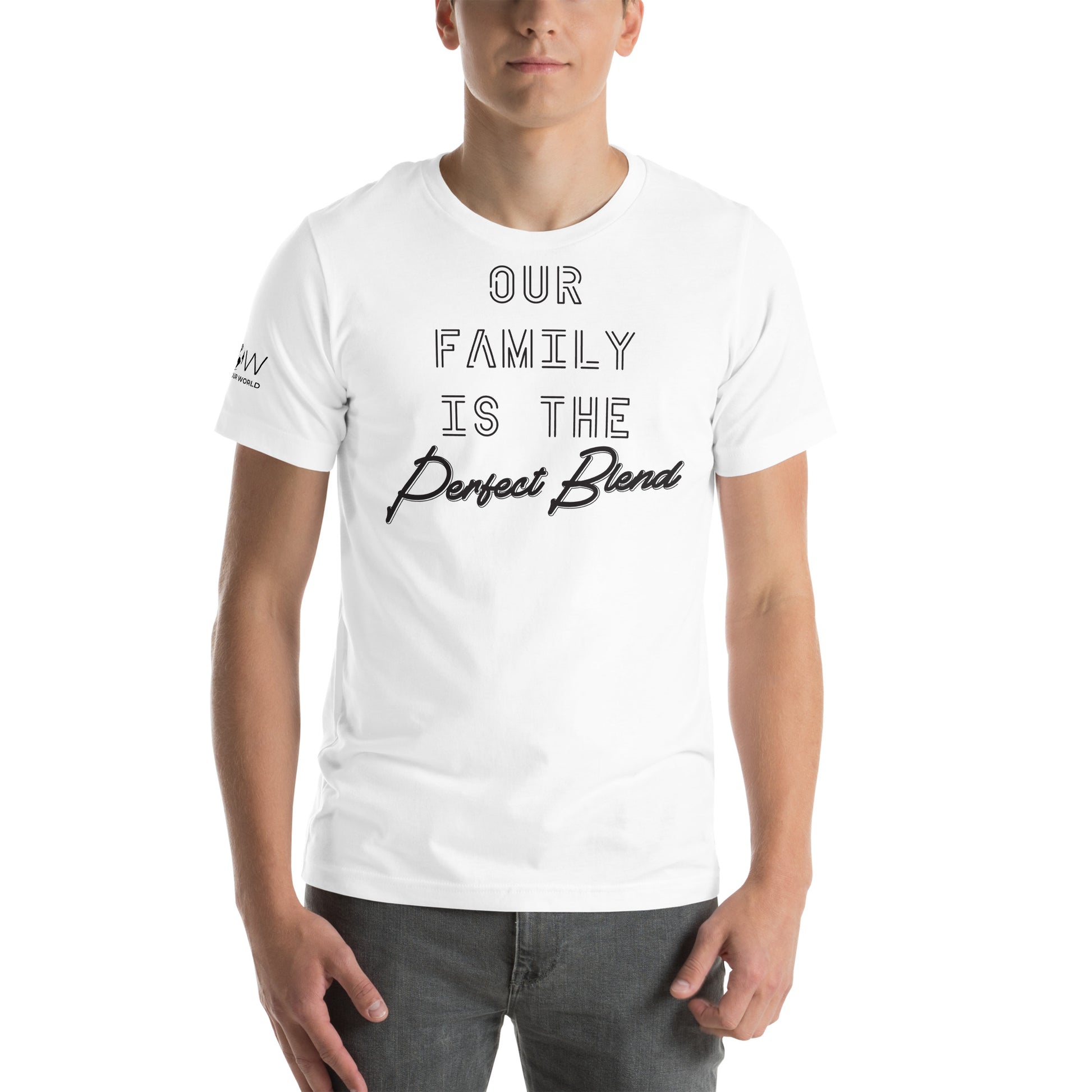 Our Family, The Perfect Blend White Motivational Men's T-Shirt Lifestyle