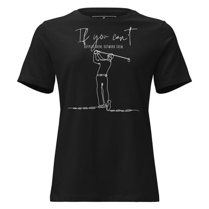 "Outwork Them – Minimalist Golf Edition" Black Motivational Women’s T-Shirt