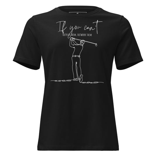 "Outwork Them – Minimalist Golf Edition" Black Motivational Women’s T-Shirt