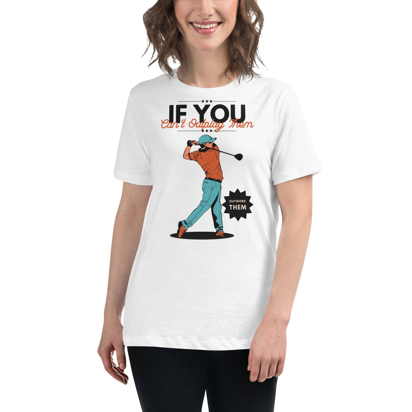 "Outwork the Competition" White Motivational Women’s T-Shirt Lifestyle