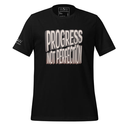 PROGRESS NOT PERFECTION Men's Motivational Black T-Shirt