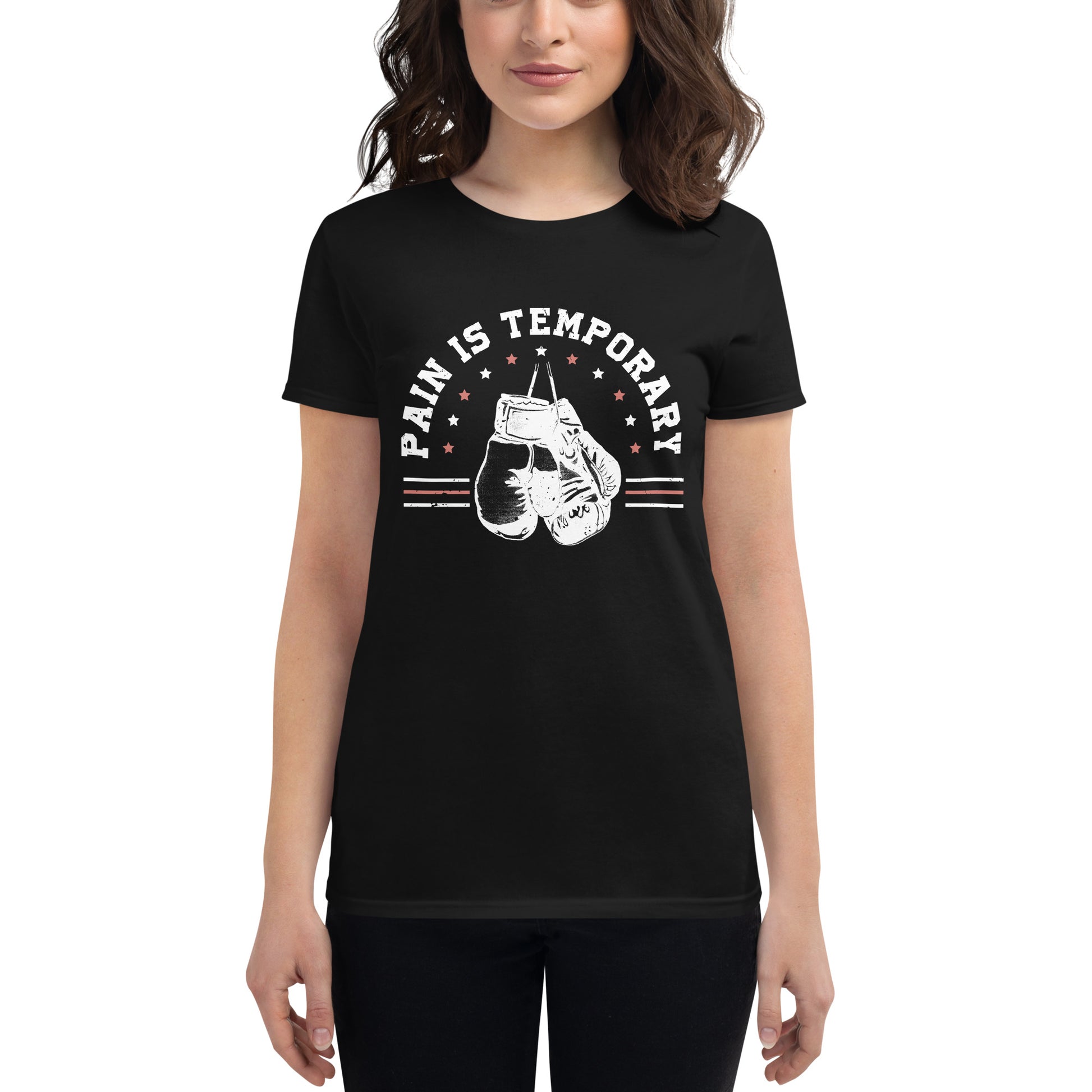 Pain Is Temporary III Women’s Motivational Black T-Shirt