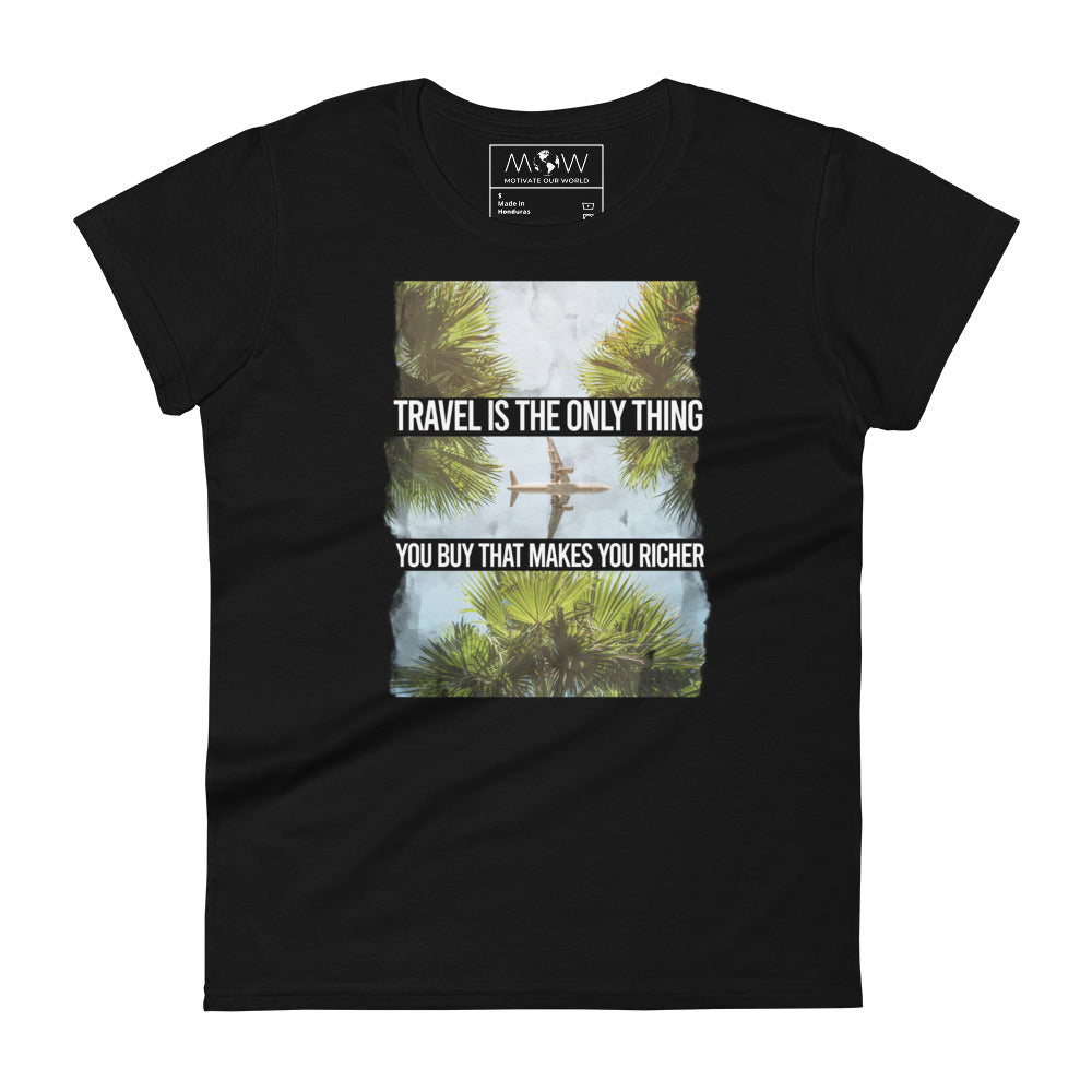 Palm Trees and Planes Women’s Motivational Black T-Shirt