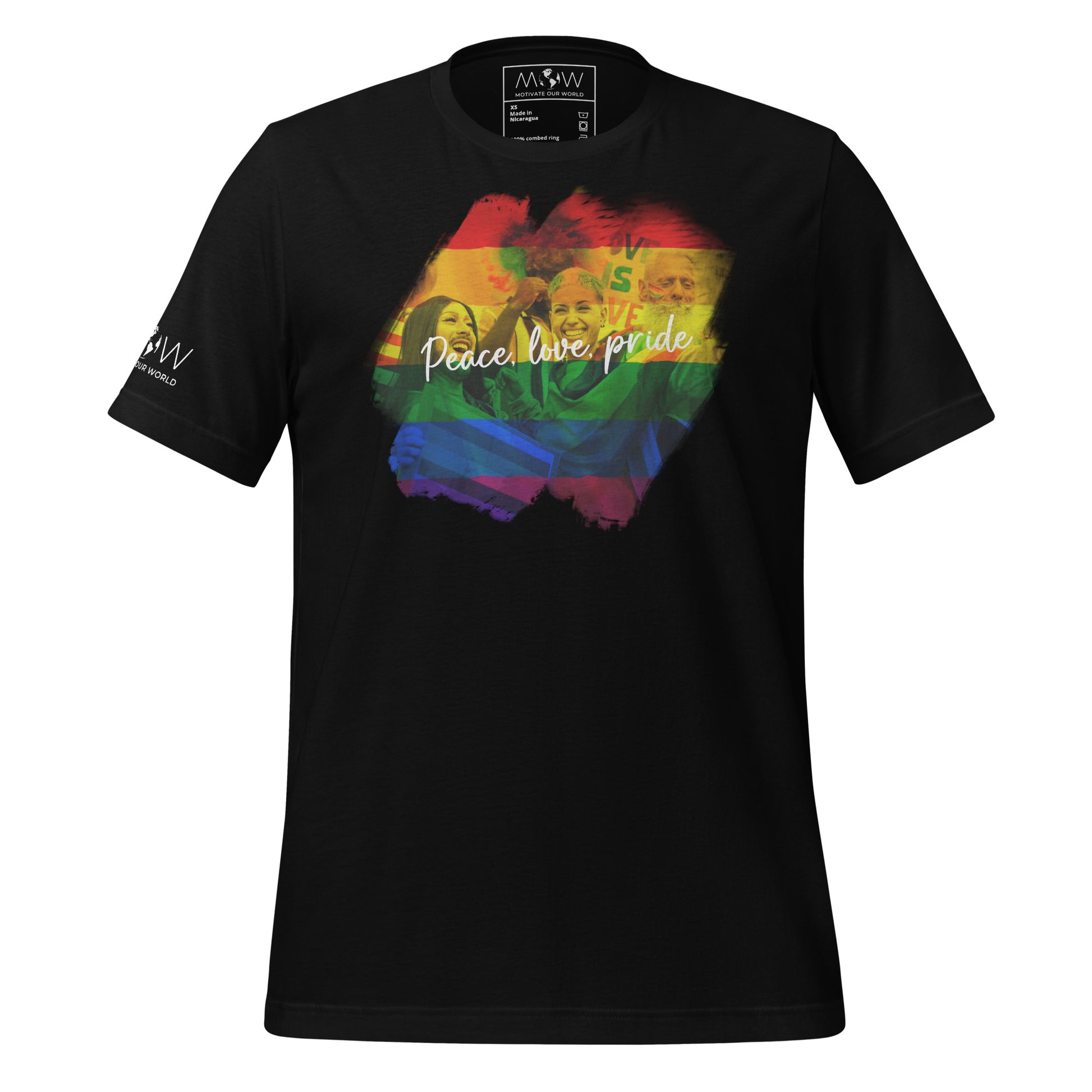Peace, Love Black Motivational Men's T-Shirt
