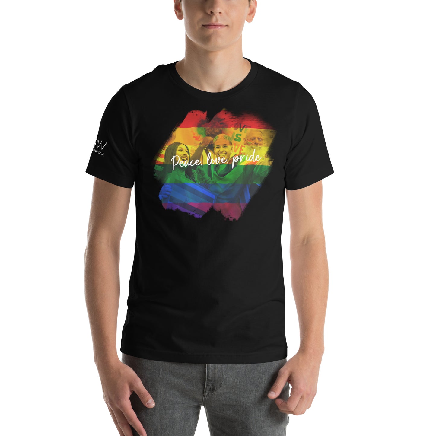 Peace, Love Black Motivational Men's T-Shirt