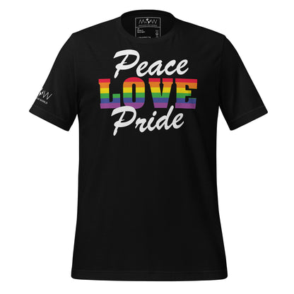 Peace, Love, Pride Black Motivational Men's T-Shirt