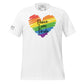 Peace Love Pride Rainbow Heart LGBTQ+ White Motivational Men's T-Shirt