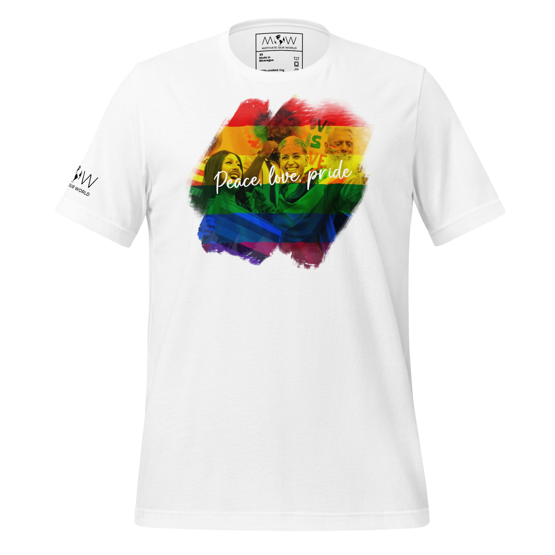 Peace, Love White Motivational Men's T-Shirt