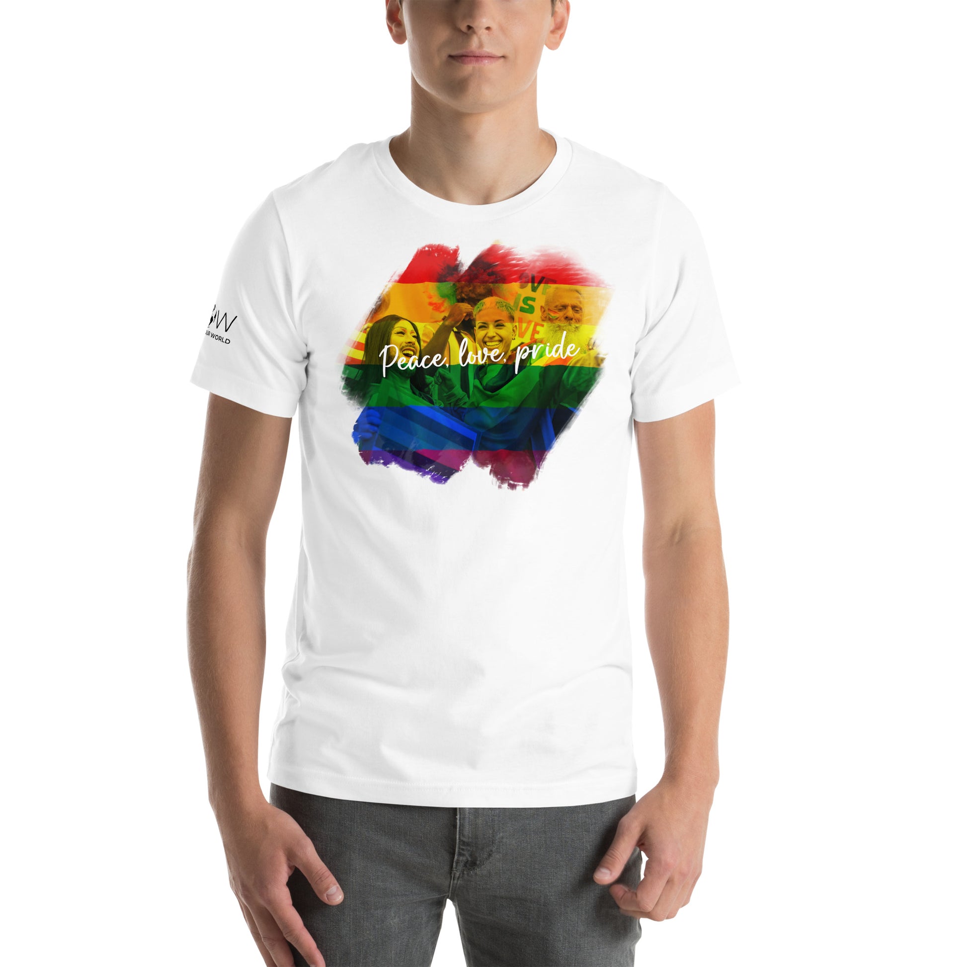 Peace, Love White Motivational Men's T-Shirt