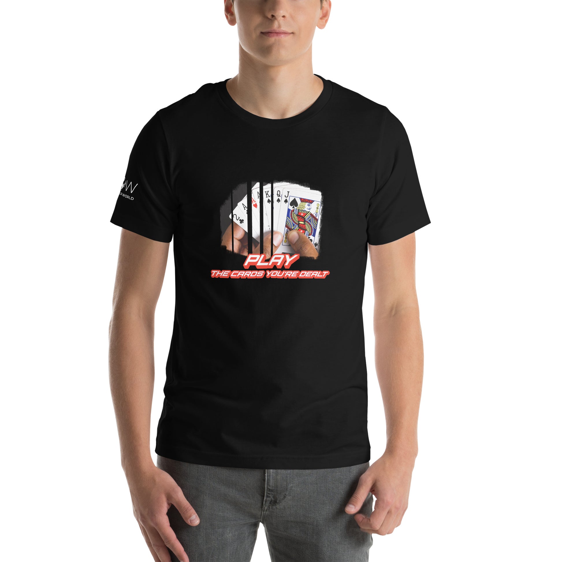 "Play the Cards You're Dealt" Men's Motivational Black T-Shirt