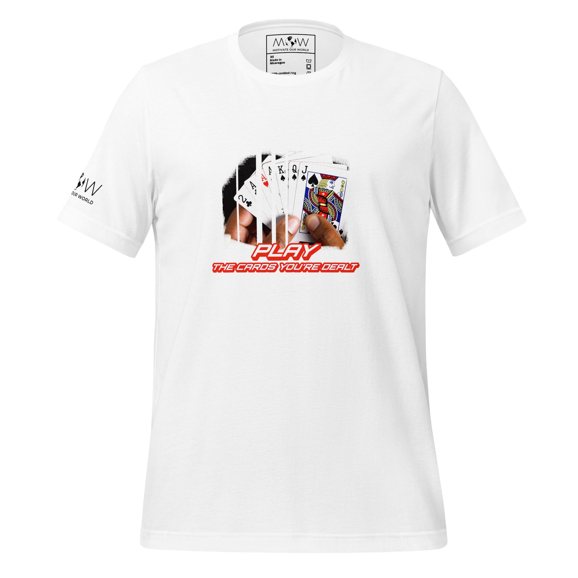 "Play the Cards You're Dealt" Men's Motivational White T-Shirt