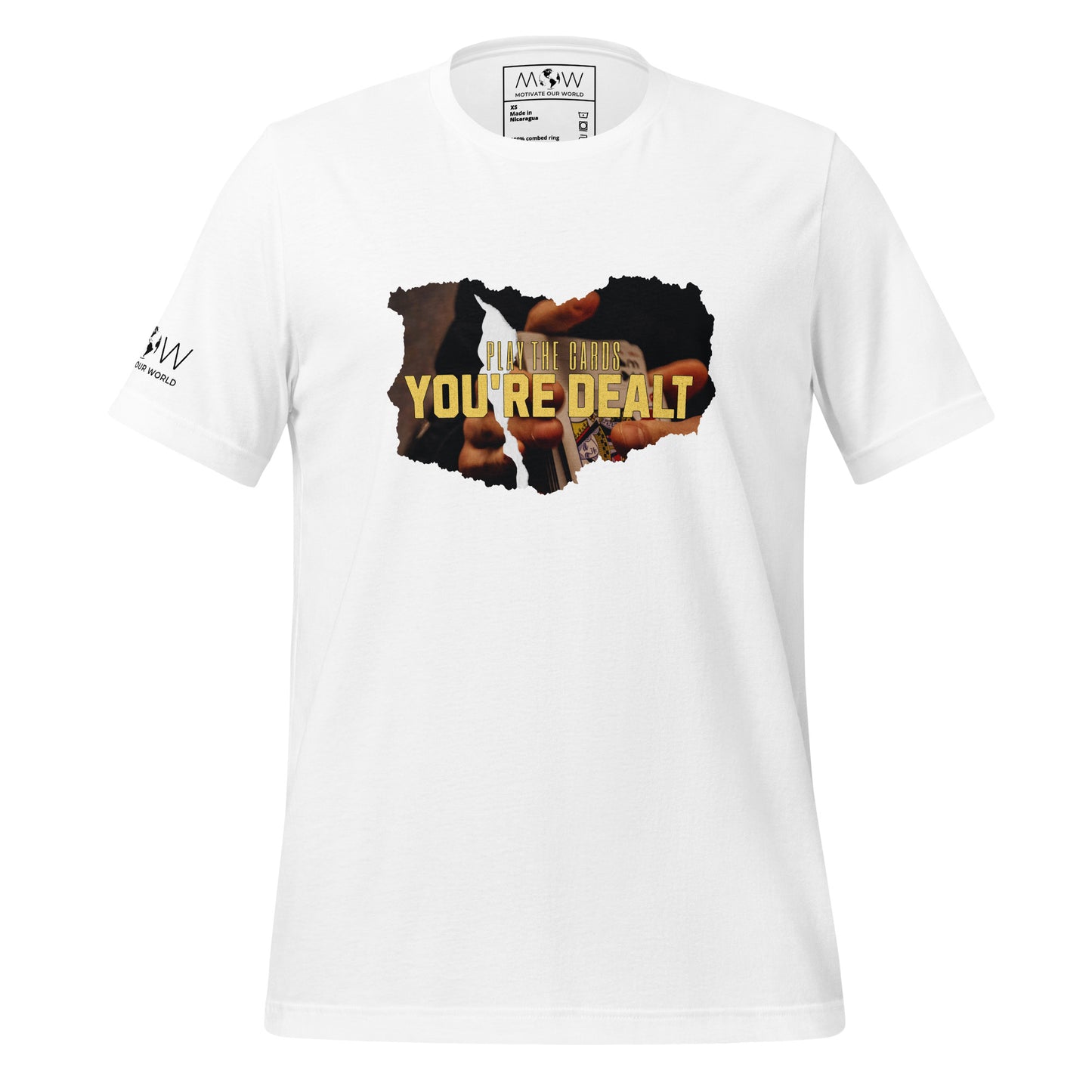 "Play the Cards You're Dealt" Men's Motivational White T-Shirt