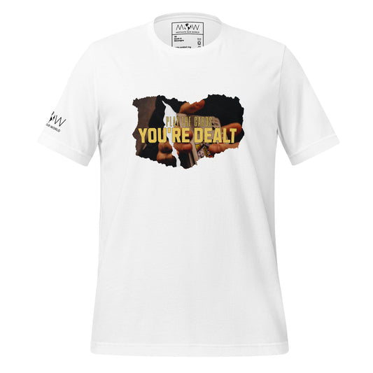"Play the Cards You're Dealt" Men's Motivational White T-Shirt
