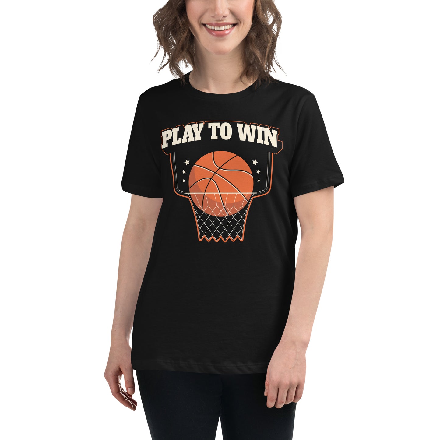 "Play to Win" Basketball Black Motivational Women’s T-Shirt Lifestyle