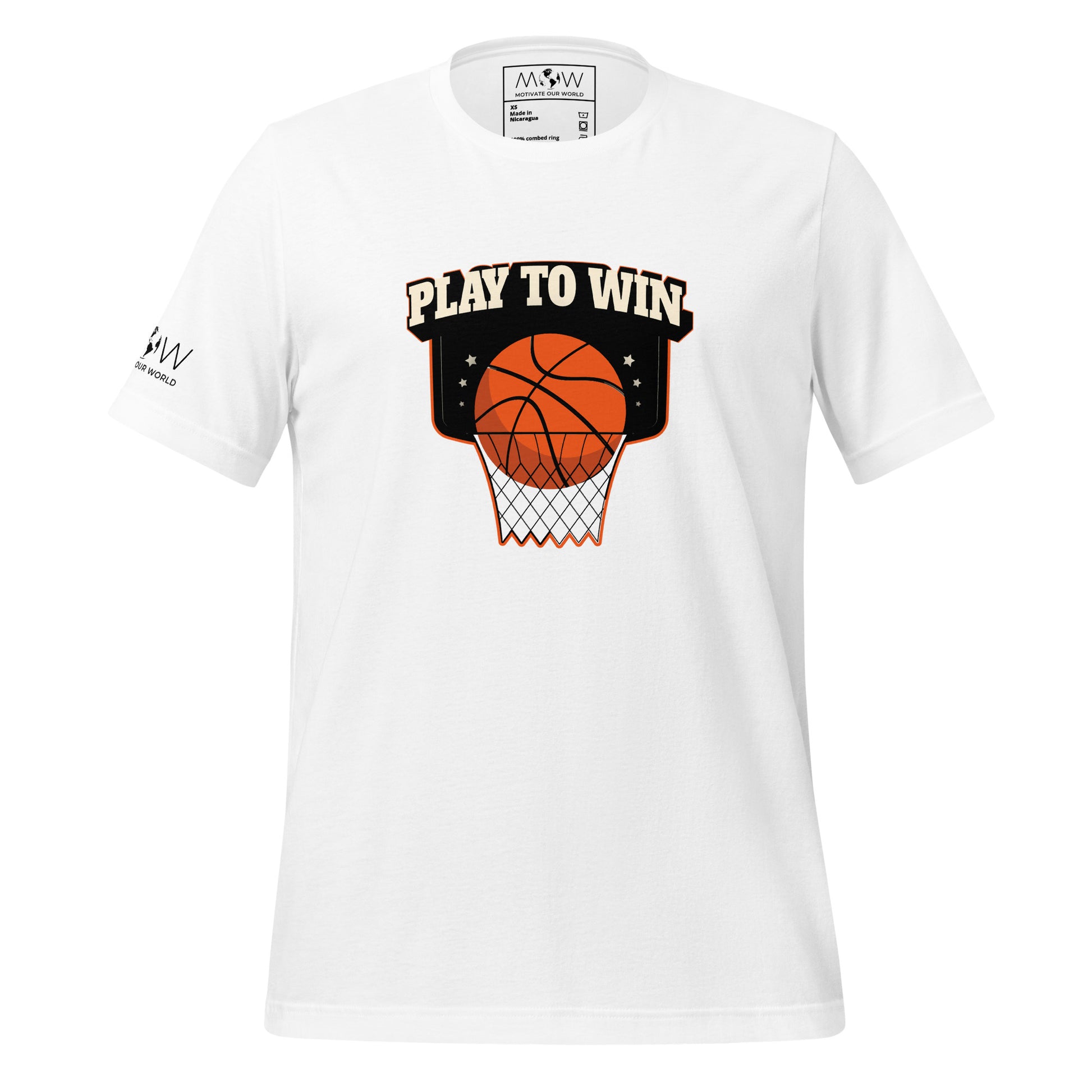 "Play to Win" Basketball Men's Motivational White T-Shirt