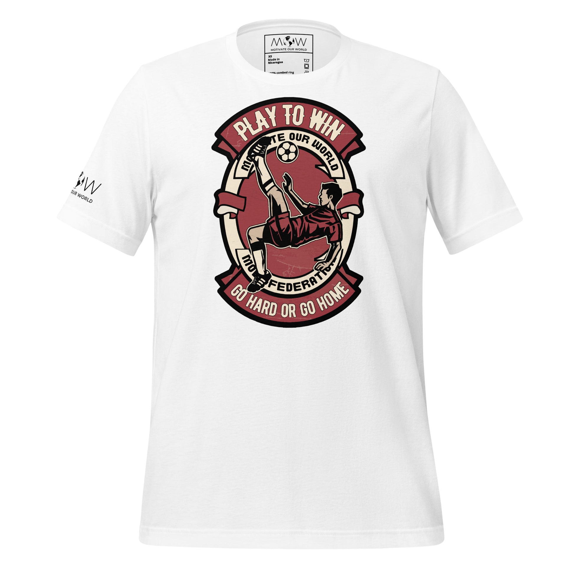 "Play to Win" Soccer Men's Motivational White T-Shirt