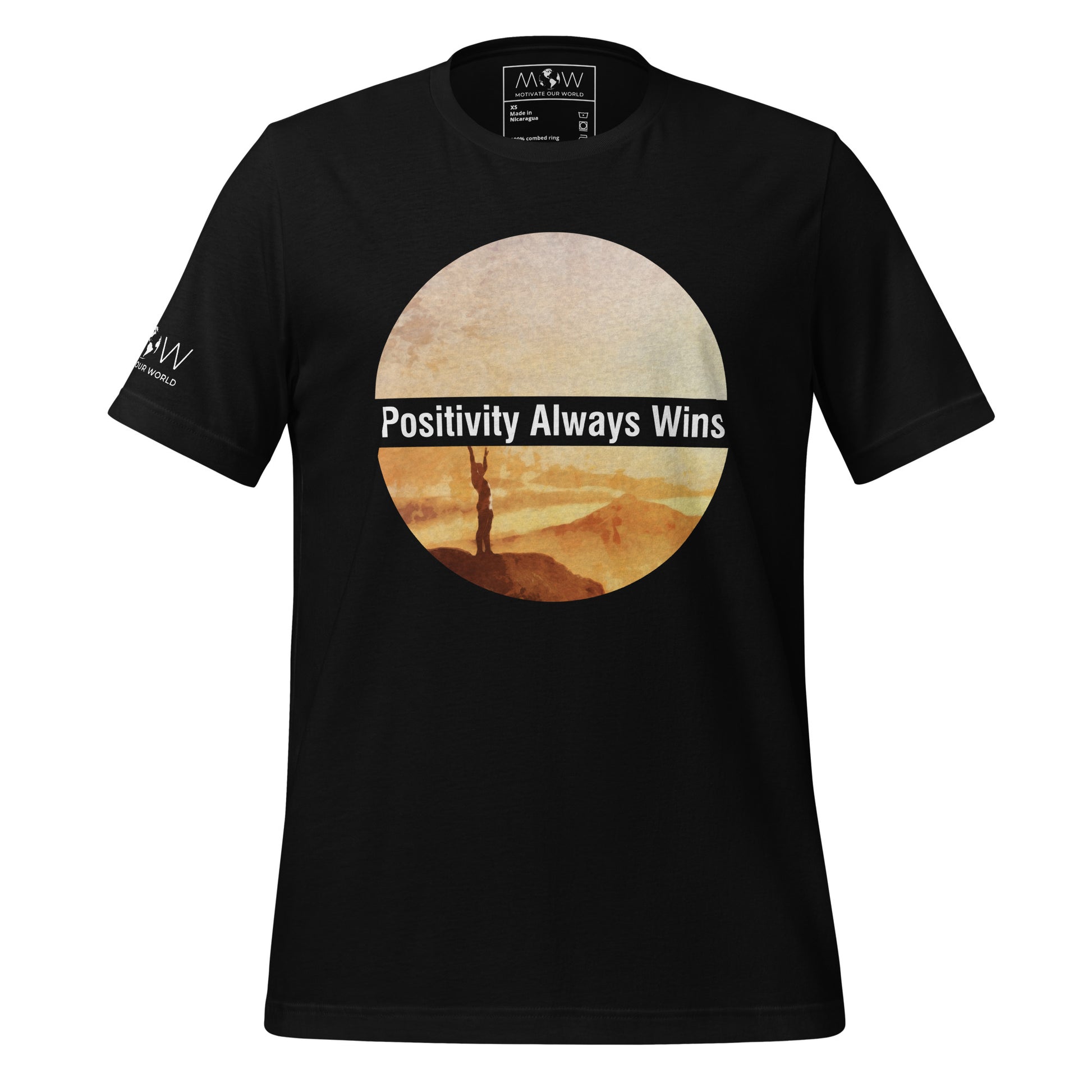 Positivity Always Wins Men's Motivational Black T-Shirt 