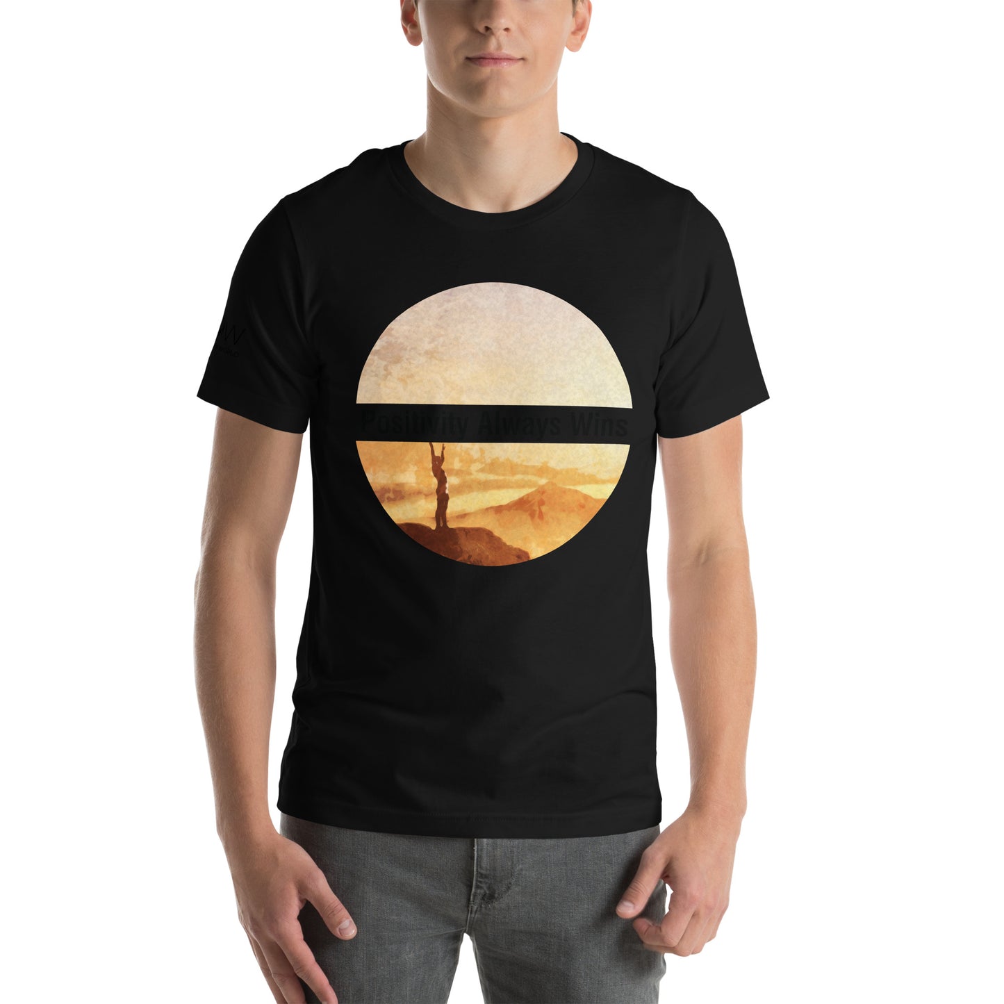 Positivity Always Wins Men's Motivational Black T-Shirt 