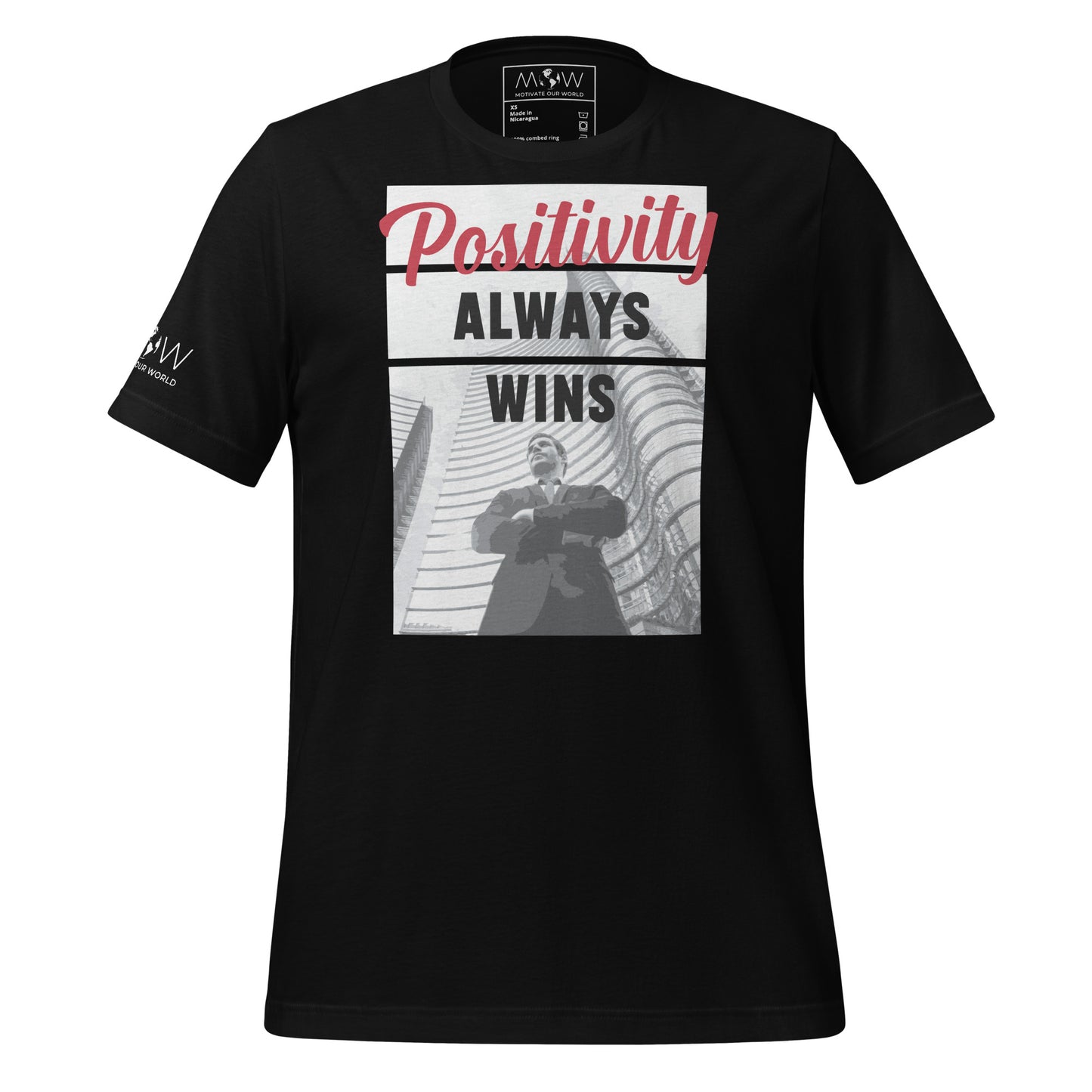 Positivity Always Wins Men's Motivational Black T-Shirt