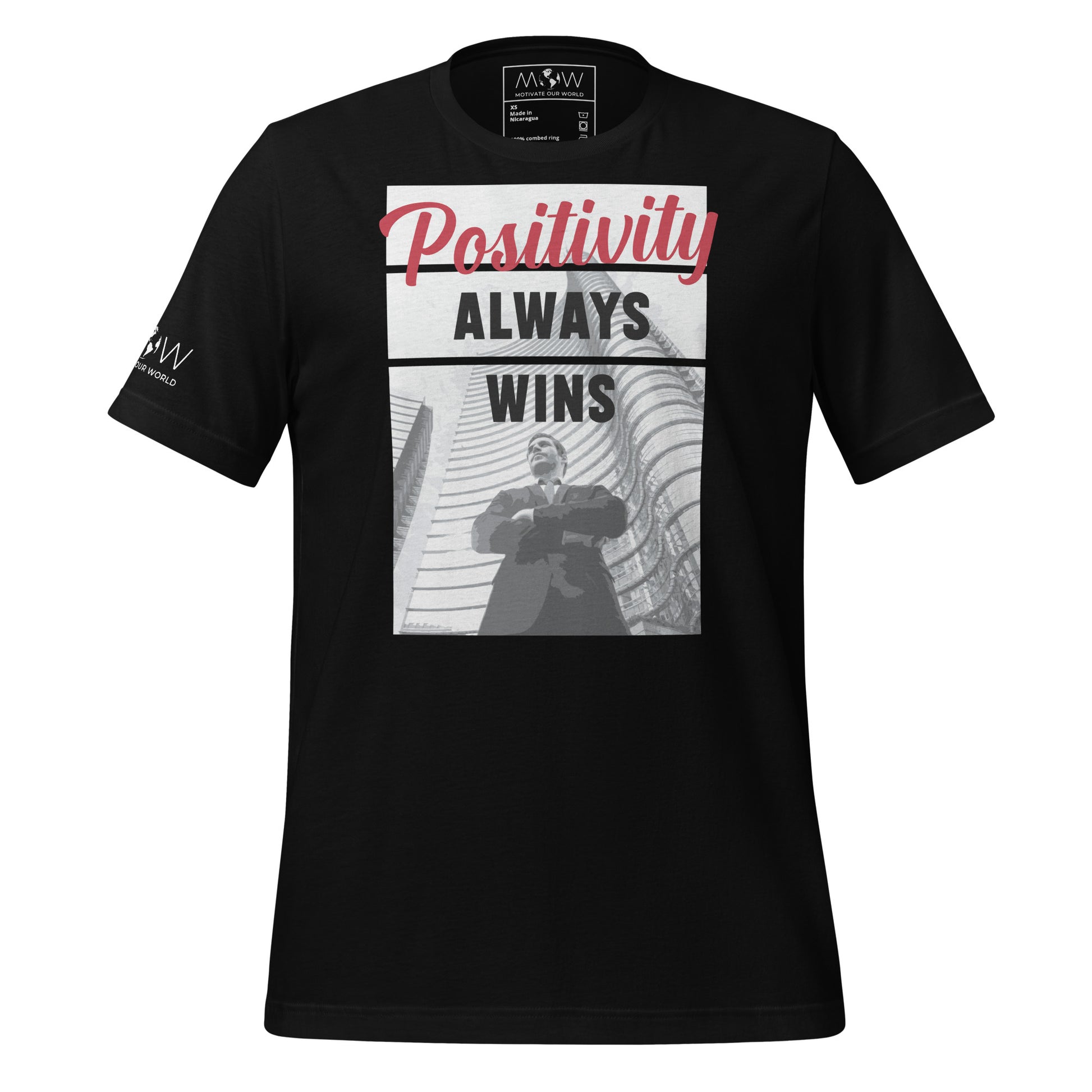 Positivity Always Wins Men's Motivational Black T-Shirt