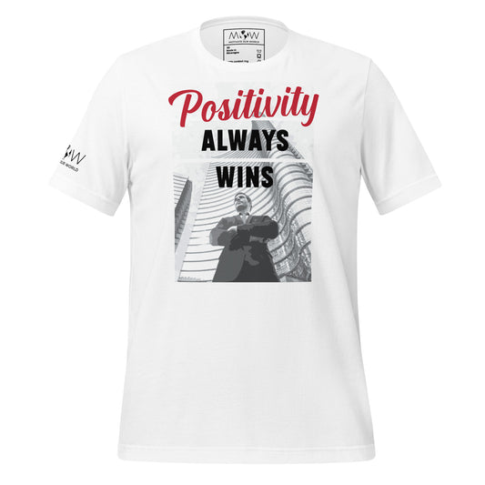 Positivity Always Wins Men's Motivational White T-Shirt
