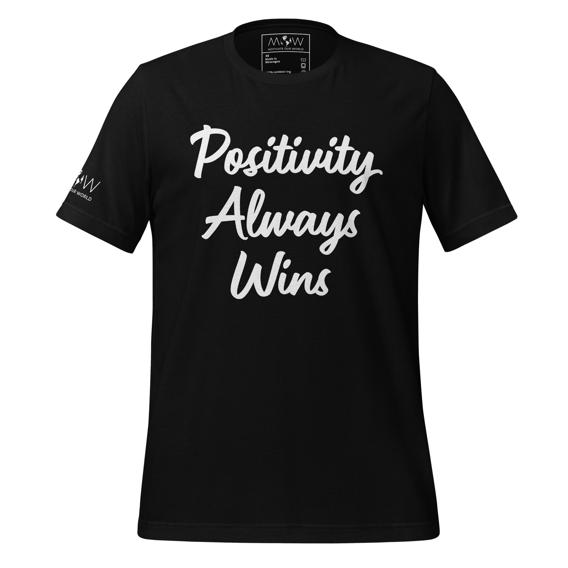 Positivity Always Wins Men's Motivational Black T-Shirt