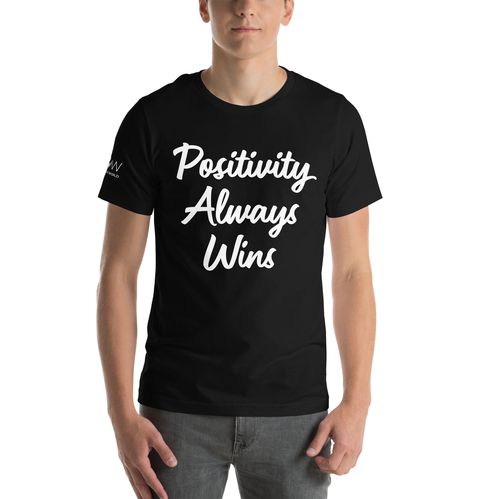 Positivity Always Wins Men's Motivational Black T-Shirt