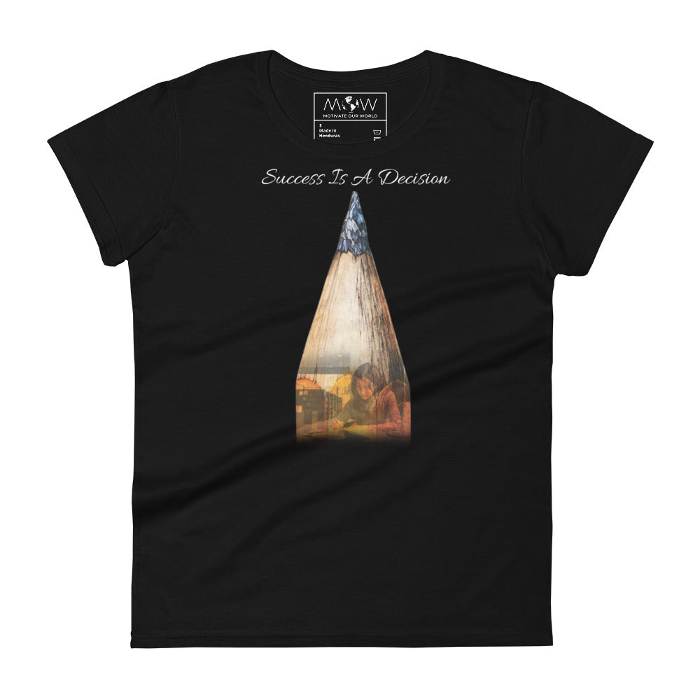Power of Knowledge Women’s Motivational Black T-Shirt