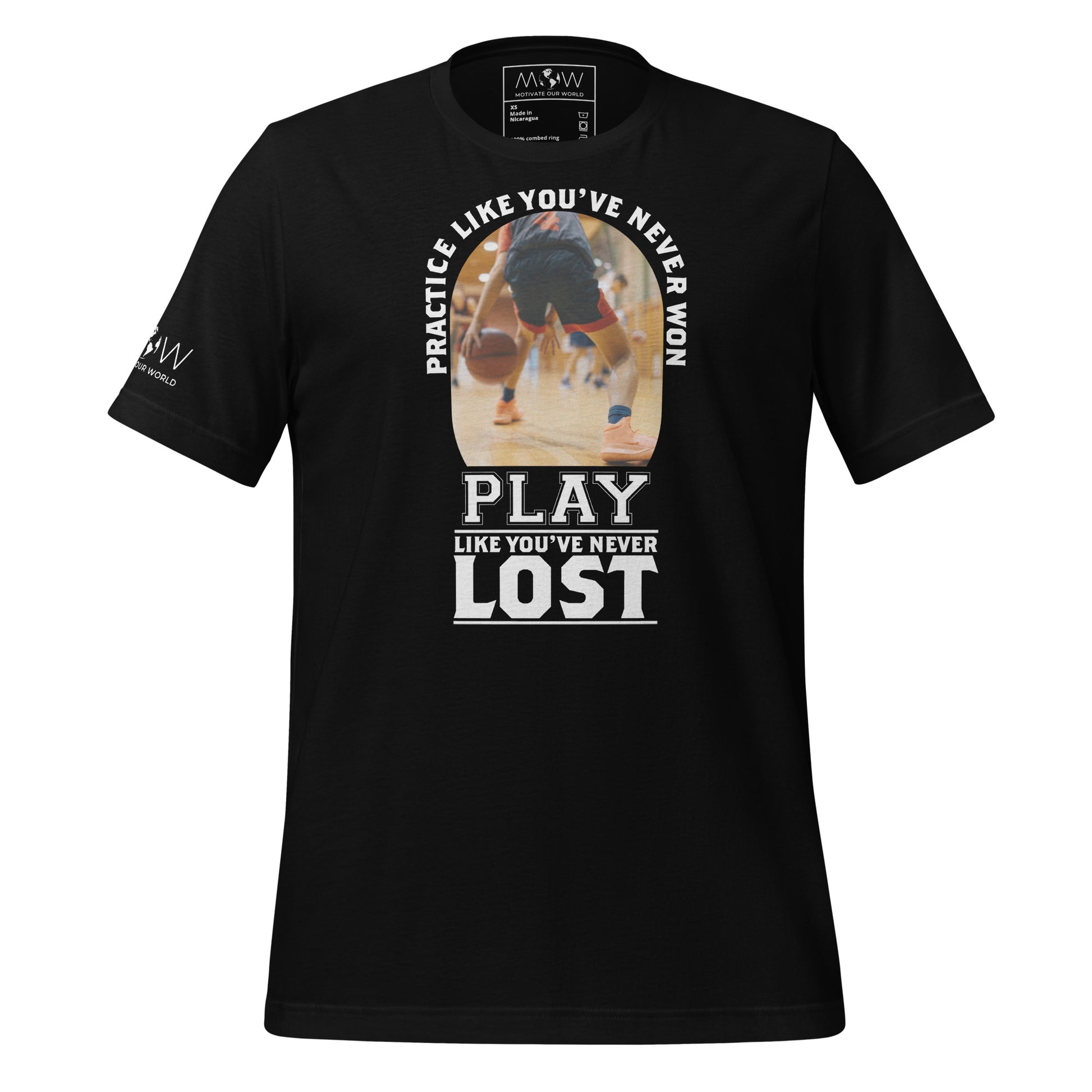 "Practice Like You've Already Won" Basketball Men's Motivational Black T-Shirt