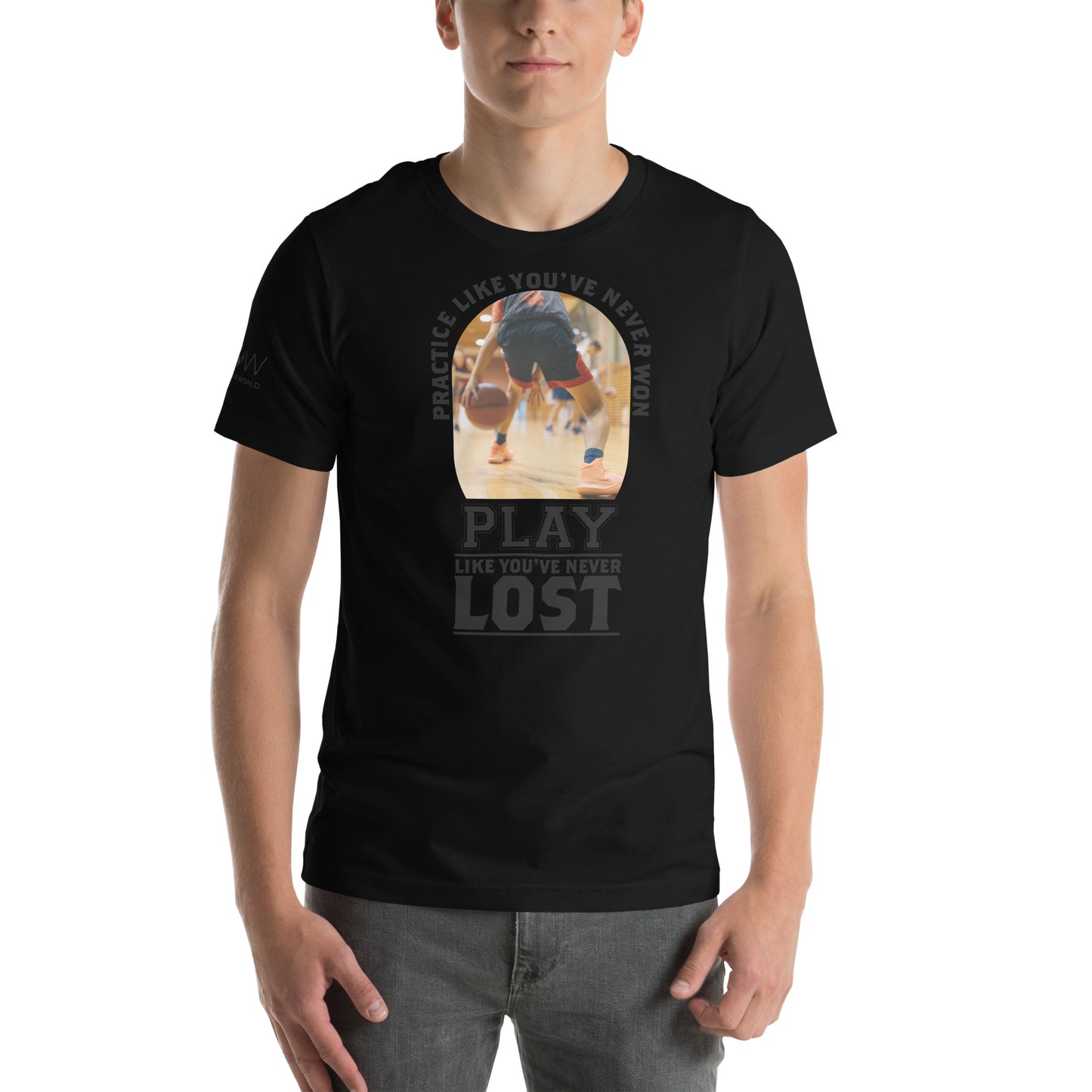"Practice Like You've Already Won" Basketball Men's Motivational Black T-Shirt