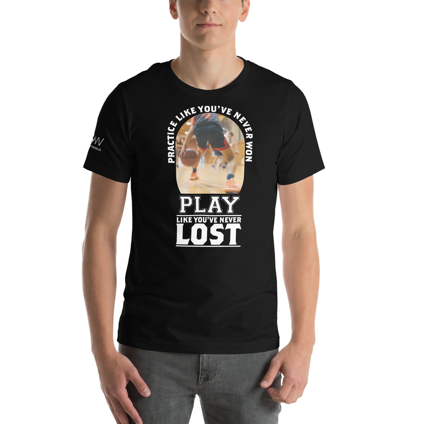 "Practice Like You've Already Won" Basketball Men's Motivational Black T-Shirt