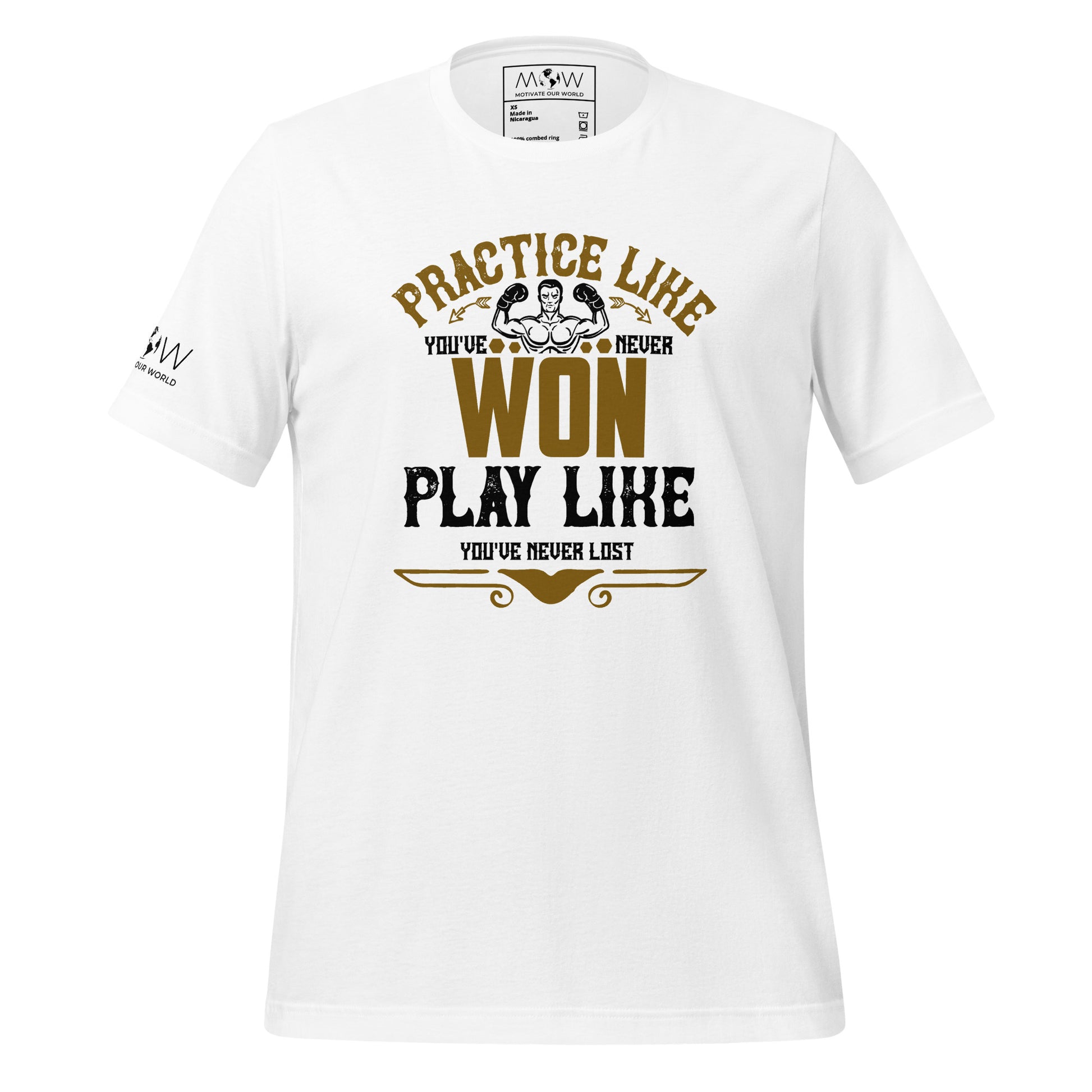 "Practice Like You've Already Won" Men's Motivational White T-Shirt