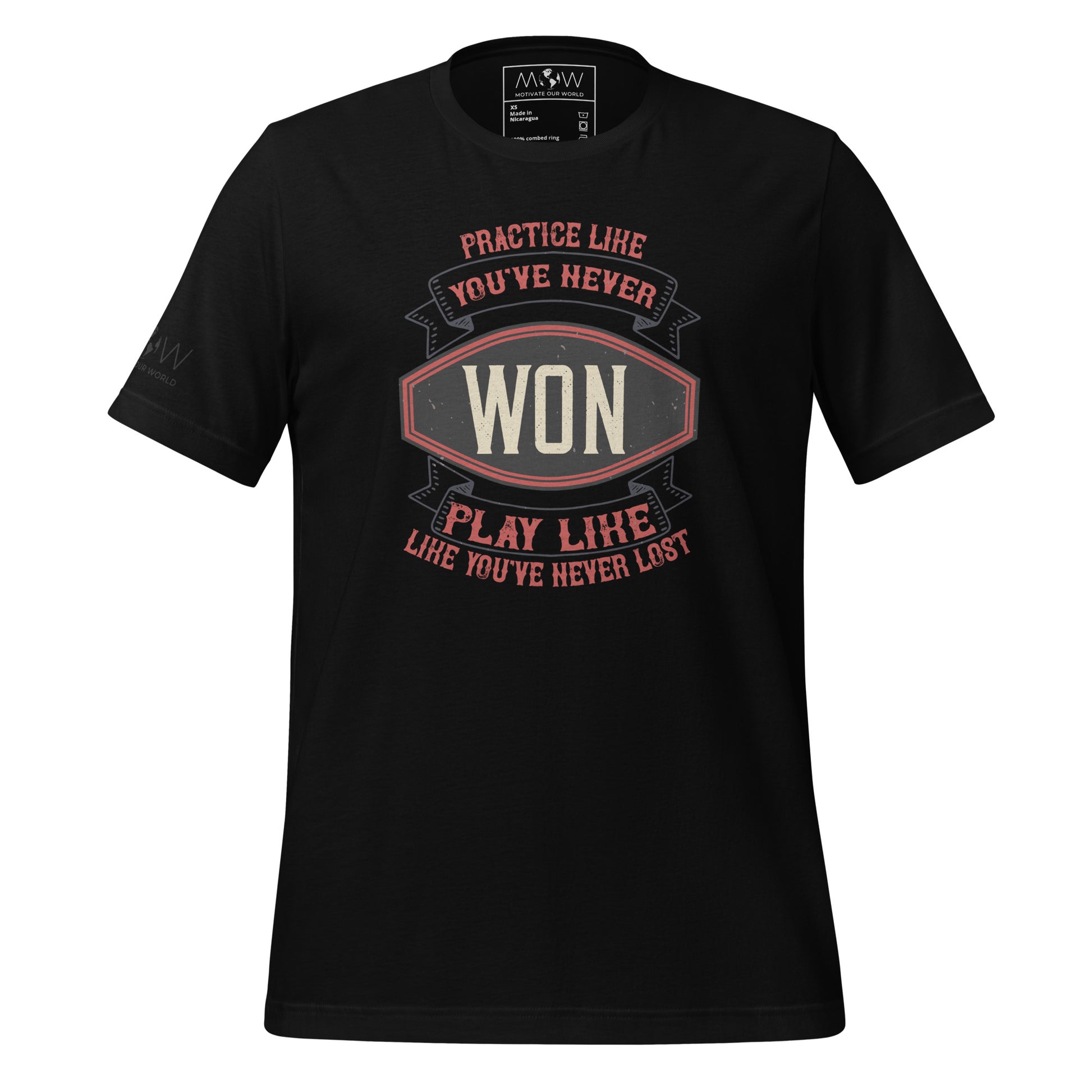 "Practice Like You've Never Won, Play Like You've Never Lost" Black Motivational Men's T-Shirt