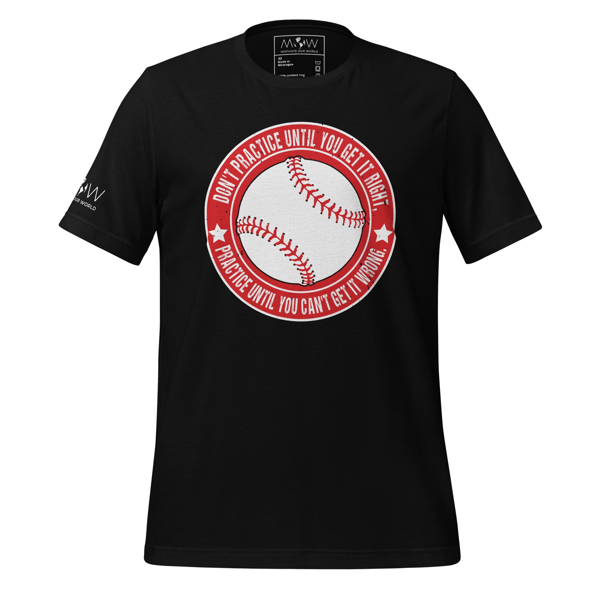 Practice Until You Can't Get It Wrong Baseball Circle Men's Motivational Black T-Shirt