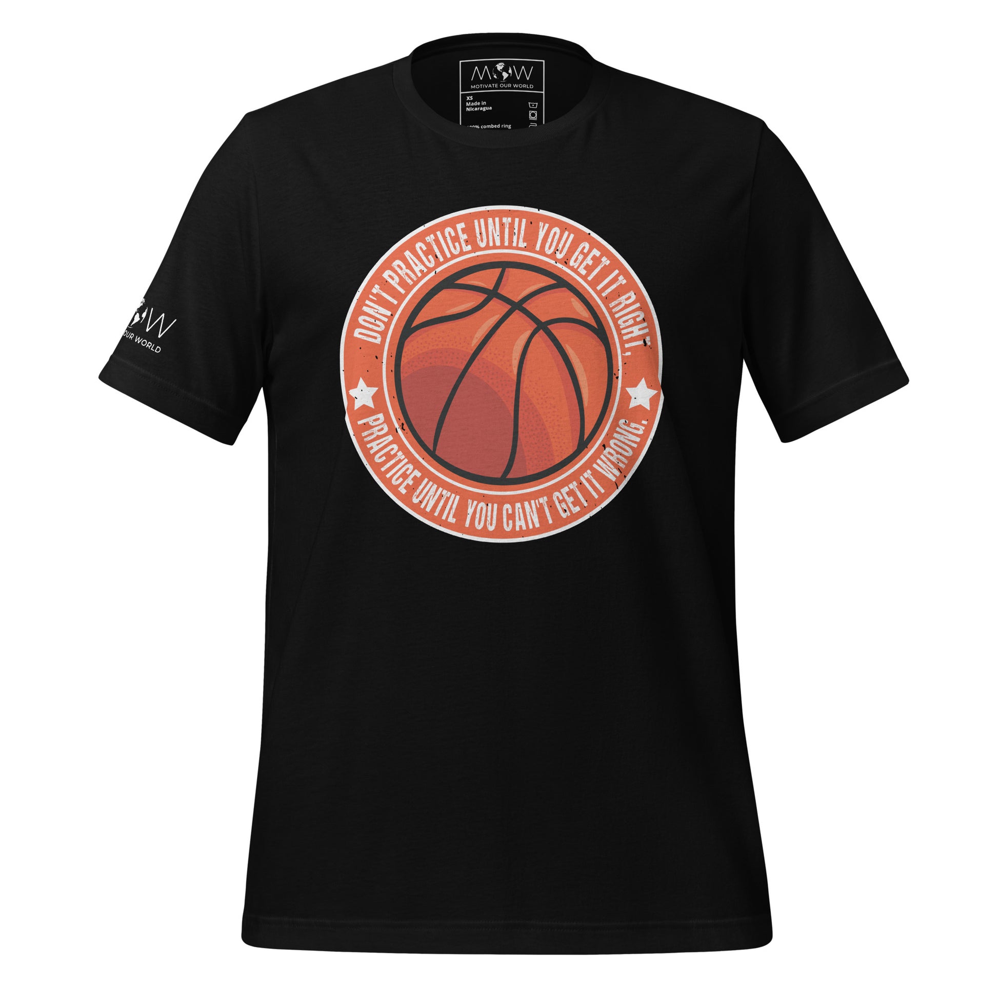 Practice Until You Can't Get It Wrong Basketball Circle Men's Motivational Black T-Shirt