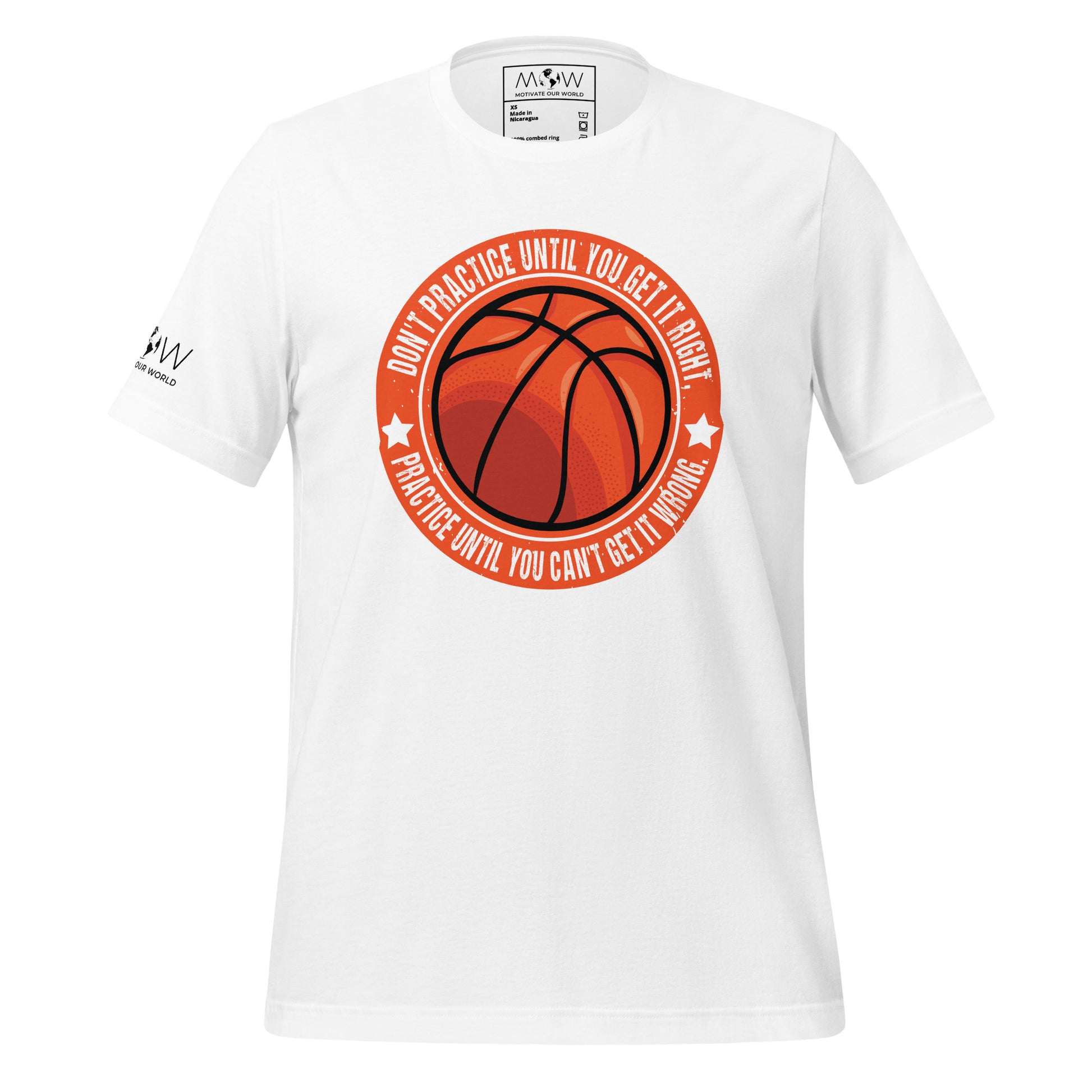 Practice Until You Can't Get It Wrong Basketball Circle Men's Motivational White T-Shirt
