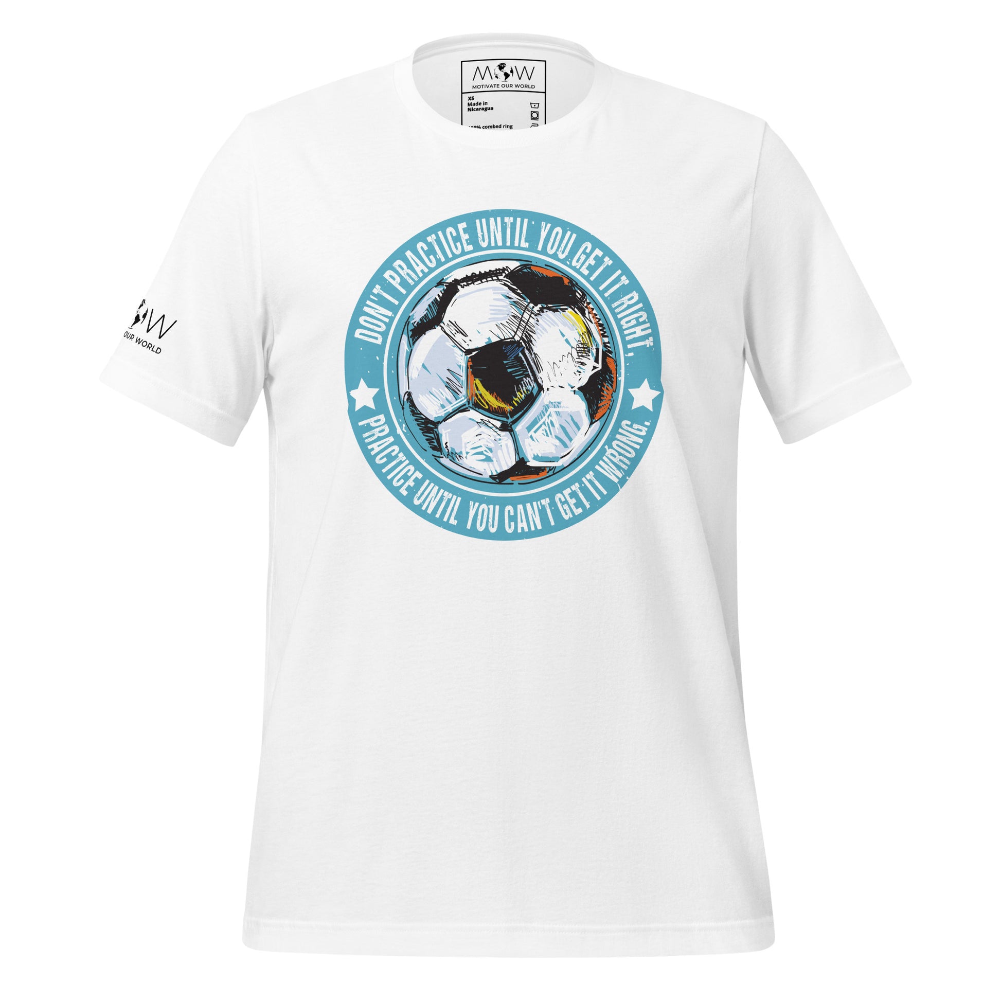 Practice Until You Can't Get It Wrong Soccer Circle Men's Motivational White T-Shirt