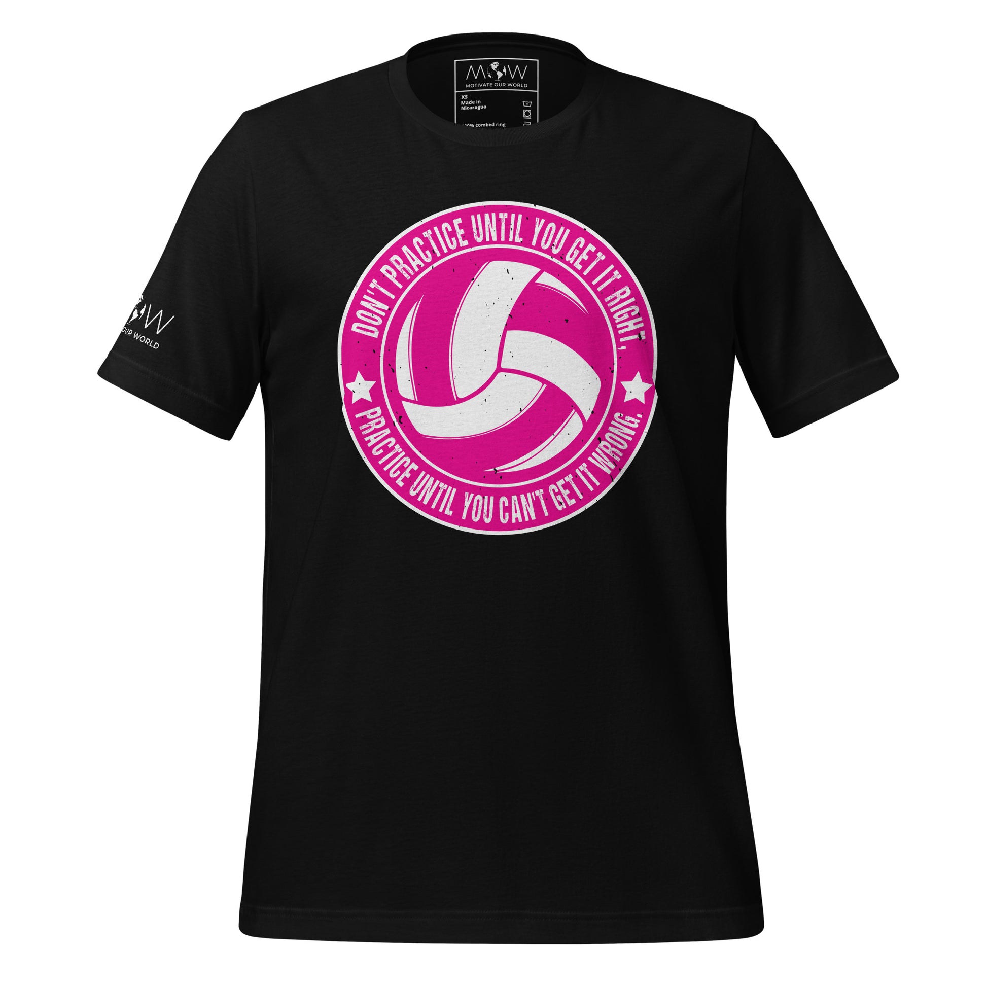 Practice Until You Can't Get It Wrong Volleyball Circle Men's Motivational Black T-Shirt