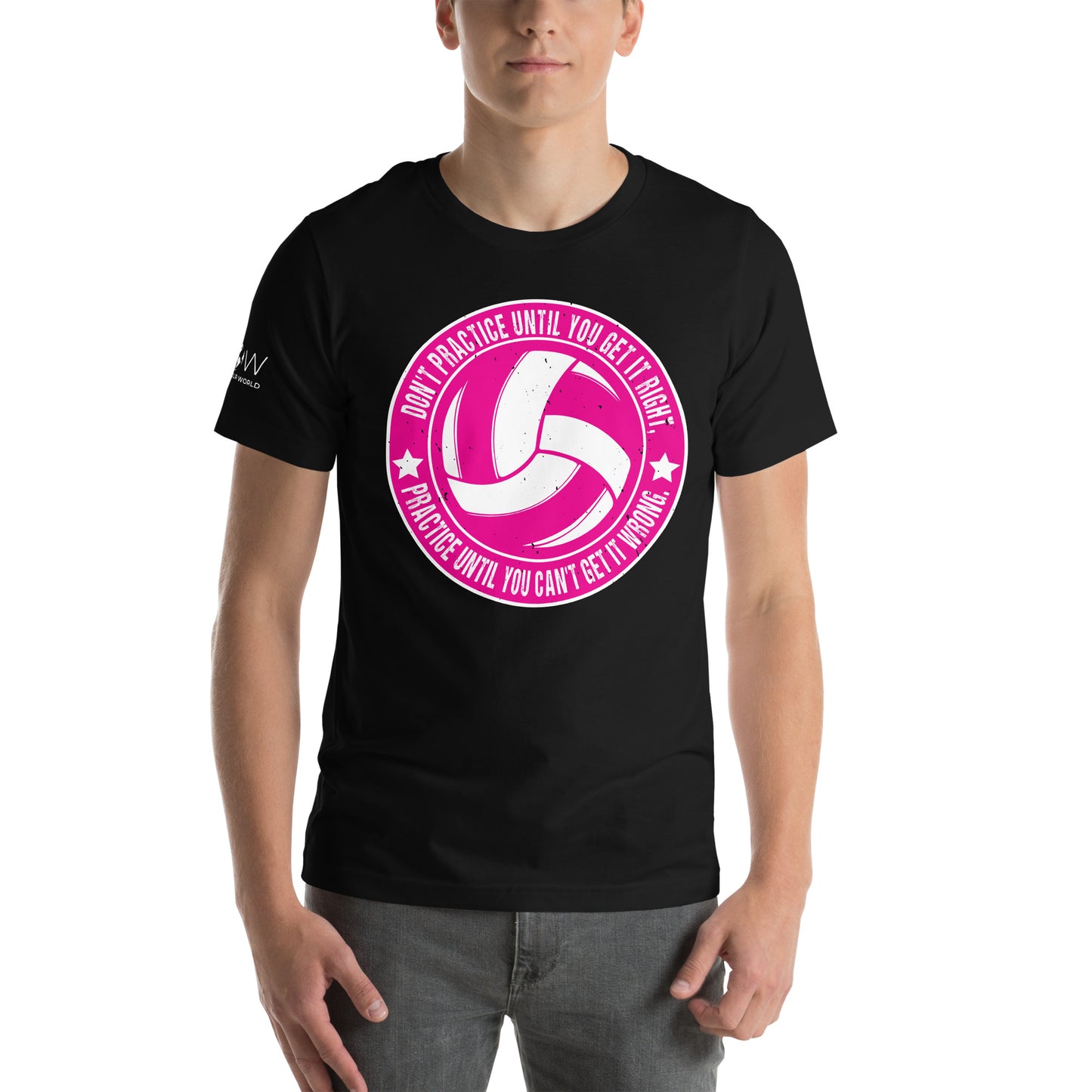 Practice Until You Can't Get It Wrong Volleyball Circle Men's Motivational Black T-Shirt