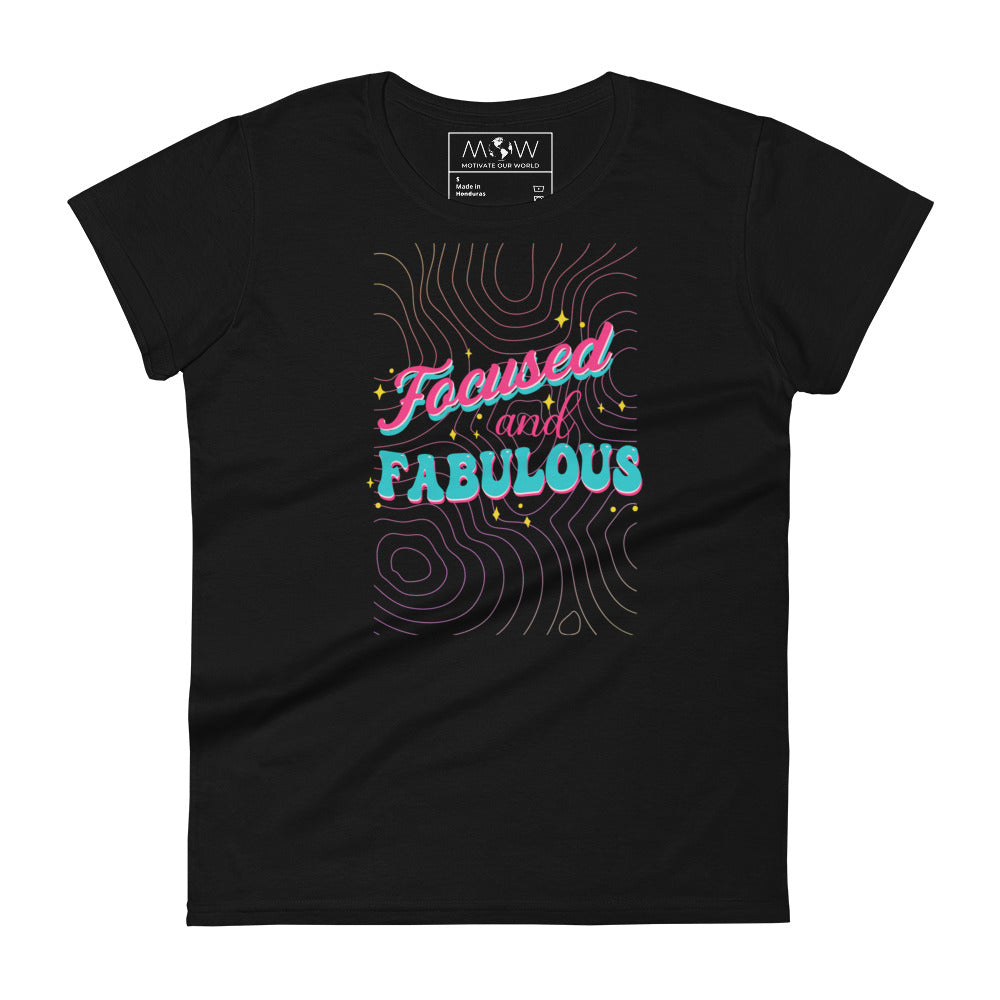 Product mockupFocused and Fabulous Women’s Motivational Black T-Shirt