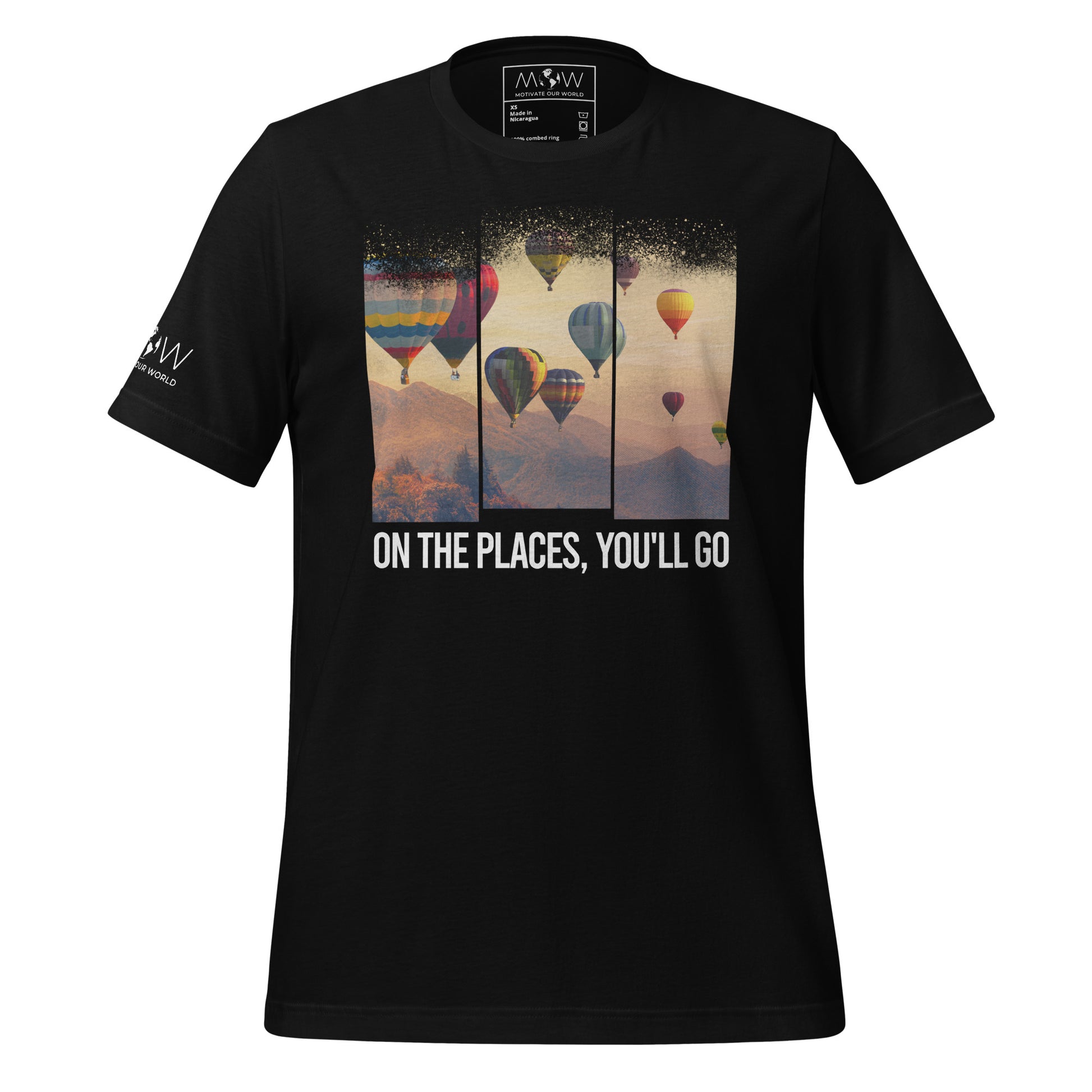 Product mockup"Oh, the Places You'll Go" Men's Motivational Black T-Shirt