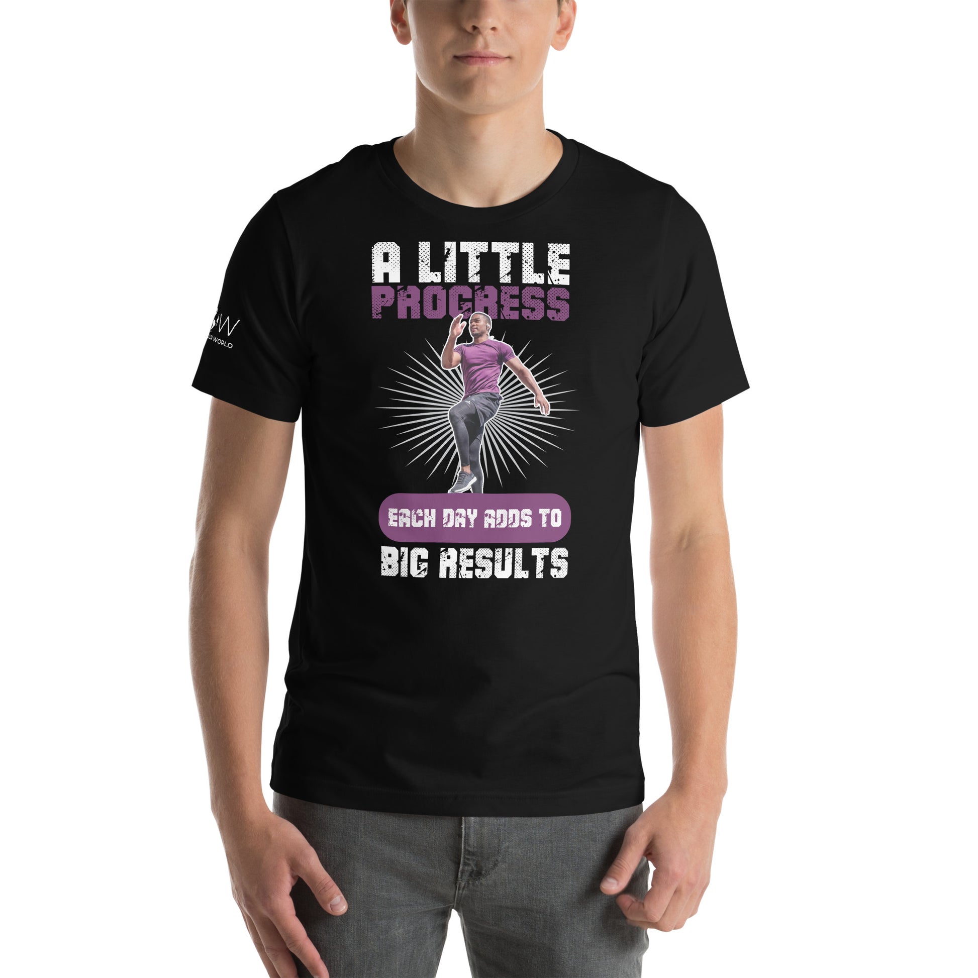 Progress Each Day Adds To Men's Motivational Black T-Shirt