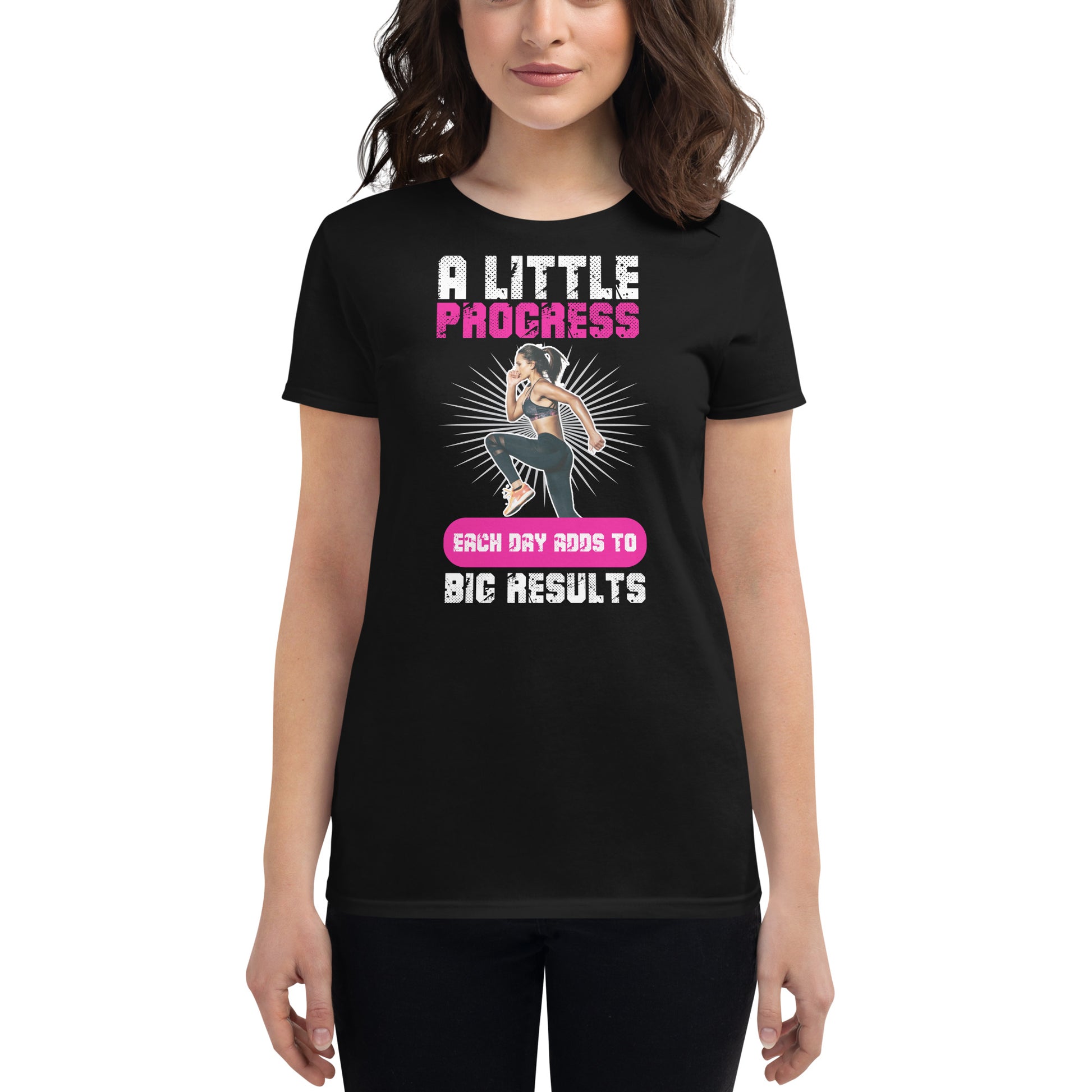 Progress Each Day Women’s Motivational Black T-Shirt