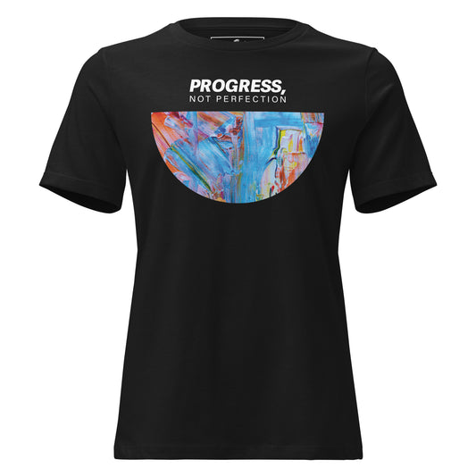 Progress, Not Perfection - Abstract Color Black Motivational Women’s T-Shirt